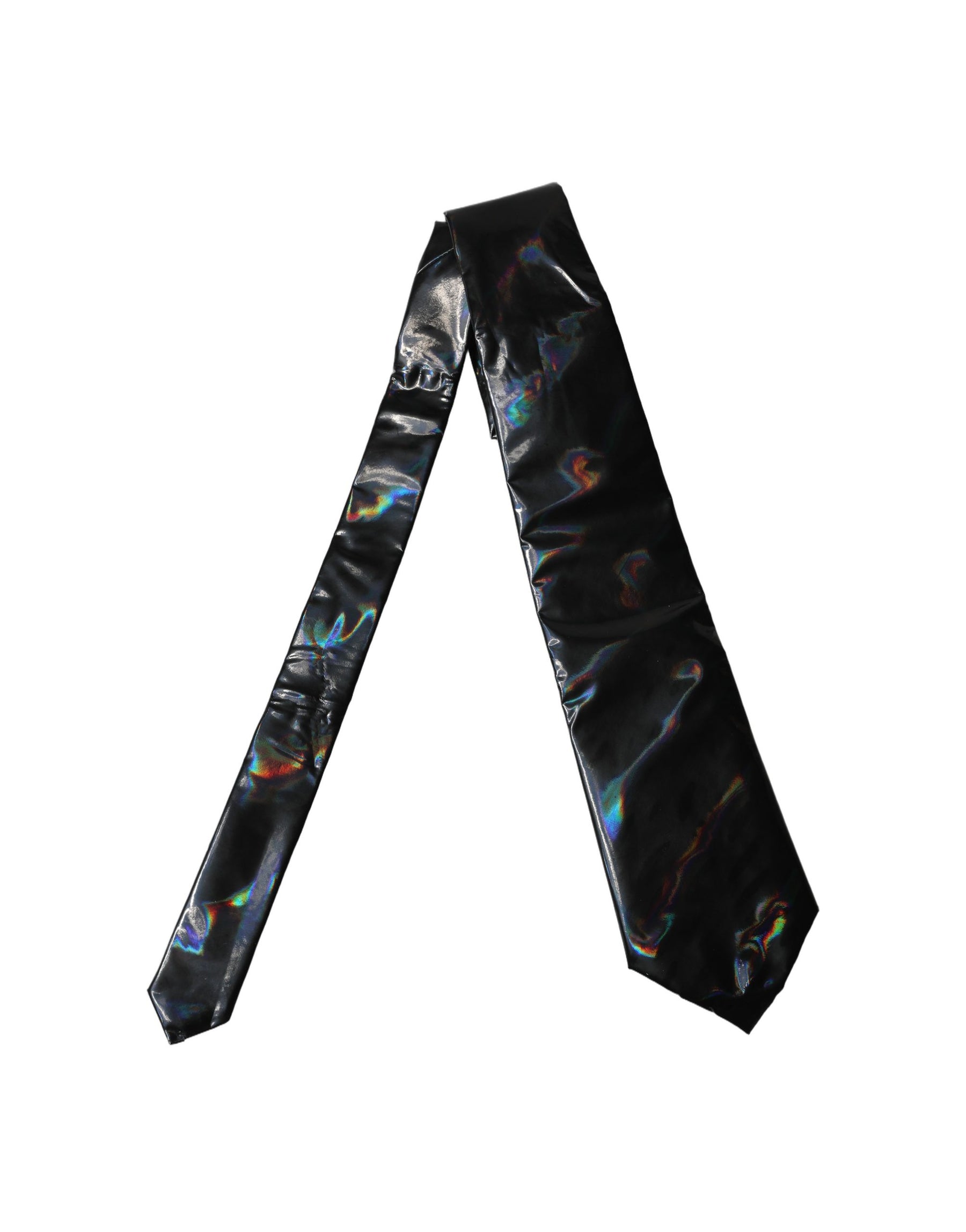 Dolce & Gabbana Black Iridescent Silk Adjustable Women Tied Necktie Tie | Regal Royce