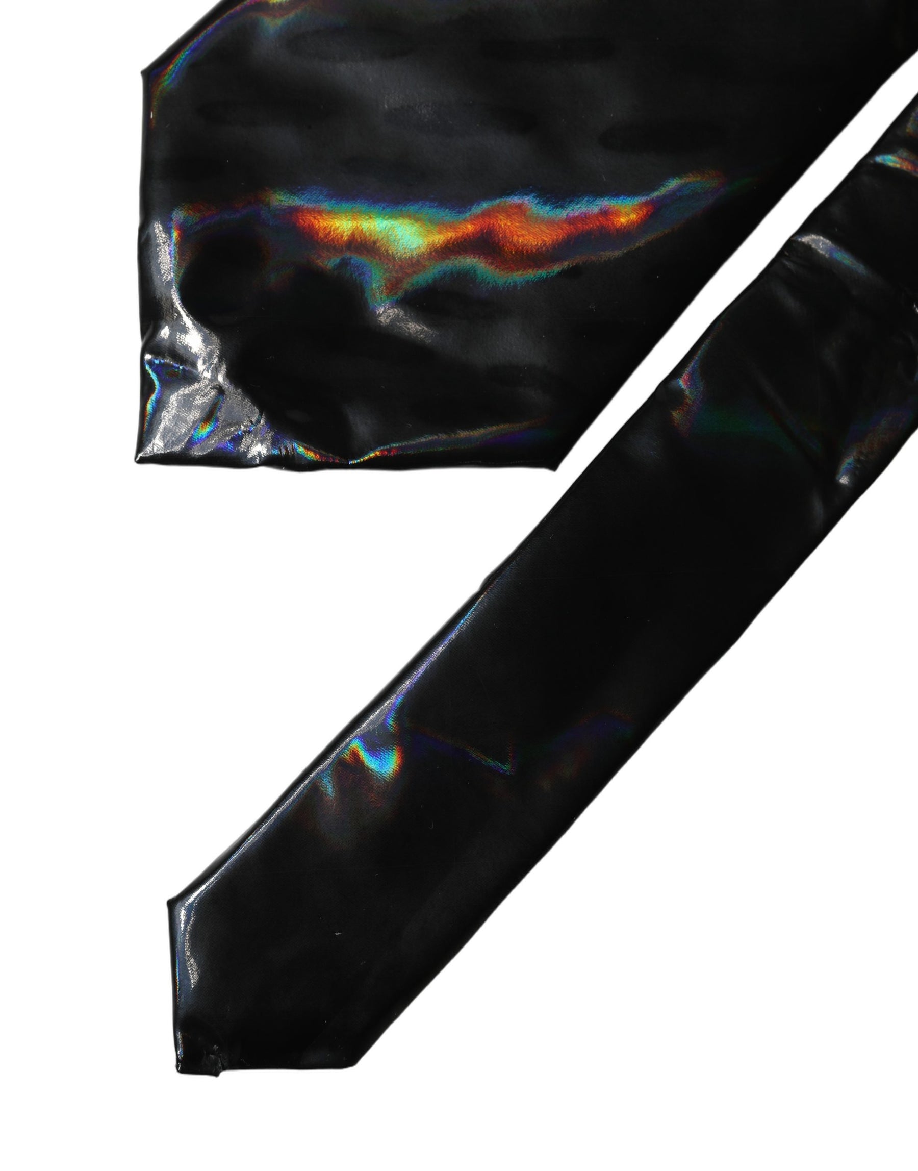 Dolce & Gabbana Black Iridescent Silk Adjustable Women Tied Necktie Tie | Regal Royce