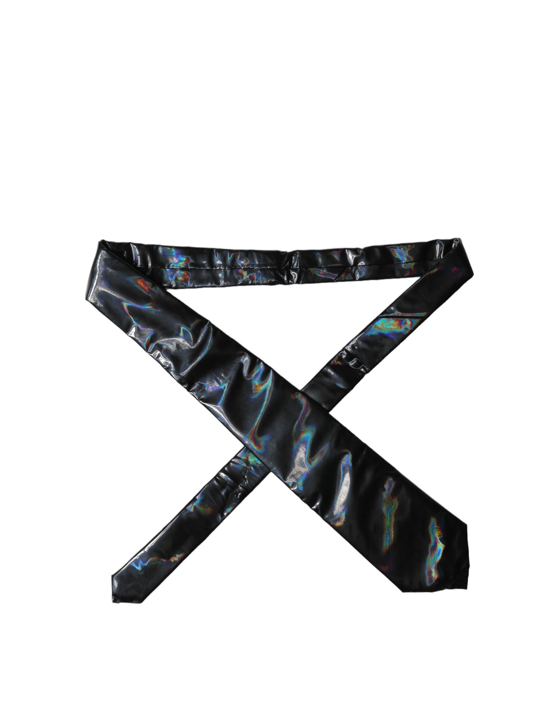 Dolce & Gabbana Black Iridescent Silk Adjustable Women Tied Necktie Tie | Regal Royce