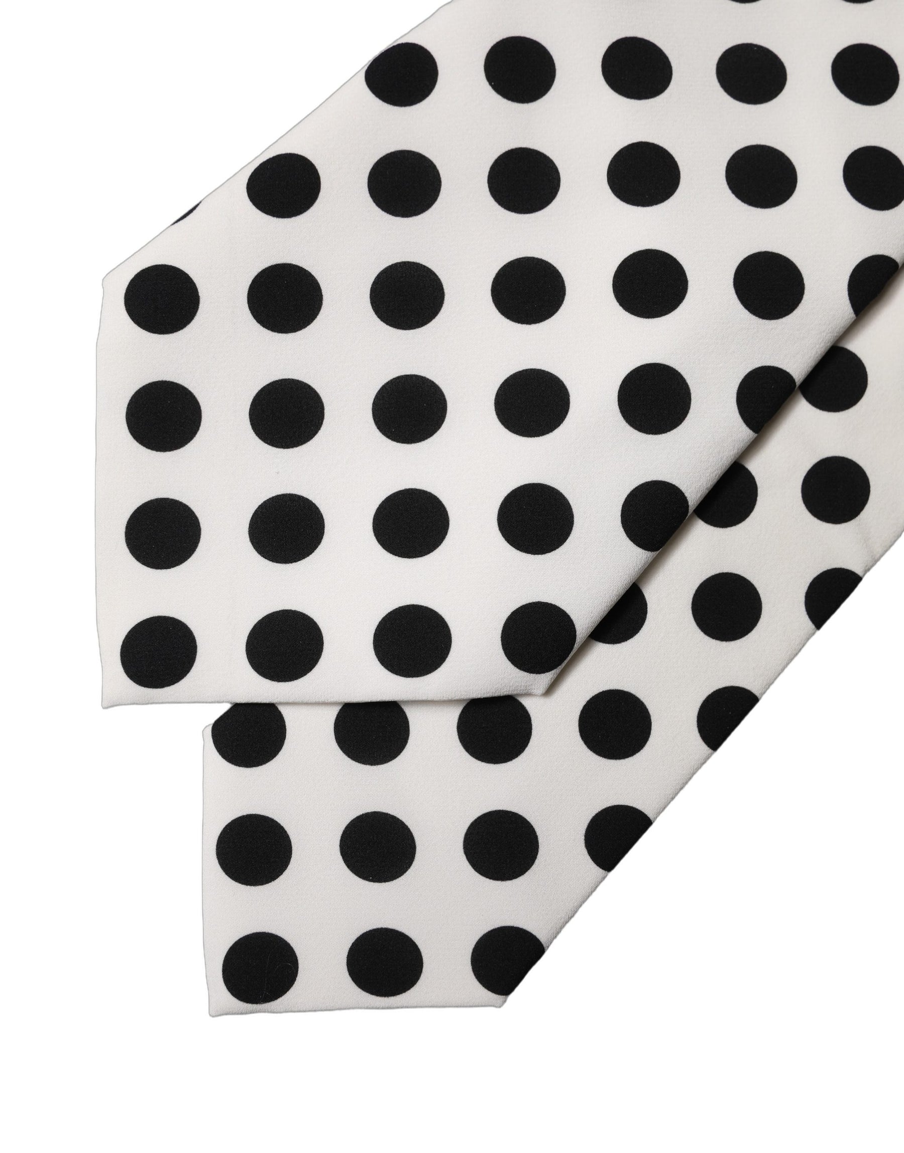 Dolce & Gabbana White Black Polka Dot Silk Adjustable Women Necktie Tie | Regal Royce