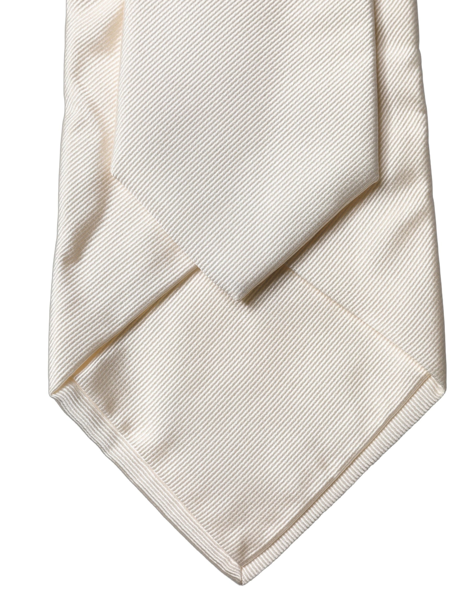 Dolce & Gabbana Off White Solid Silk Adjustable Women Tied Necktie Tie | Regal Royce