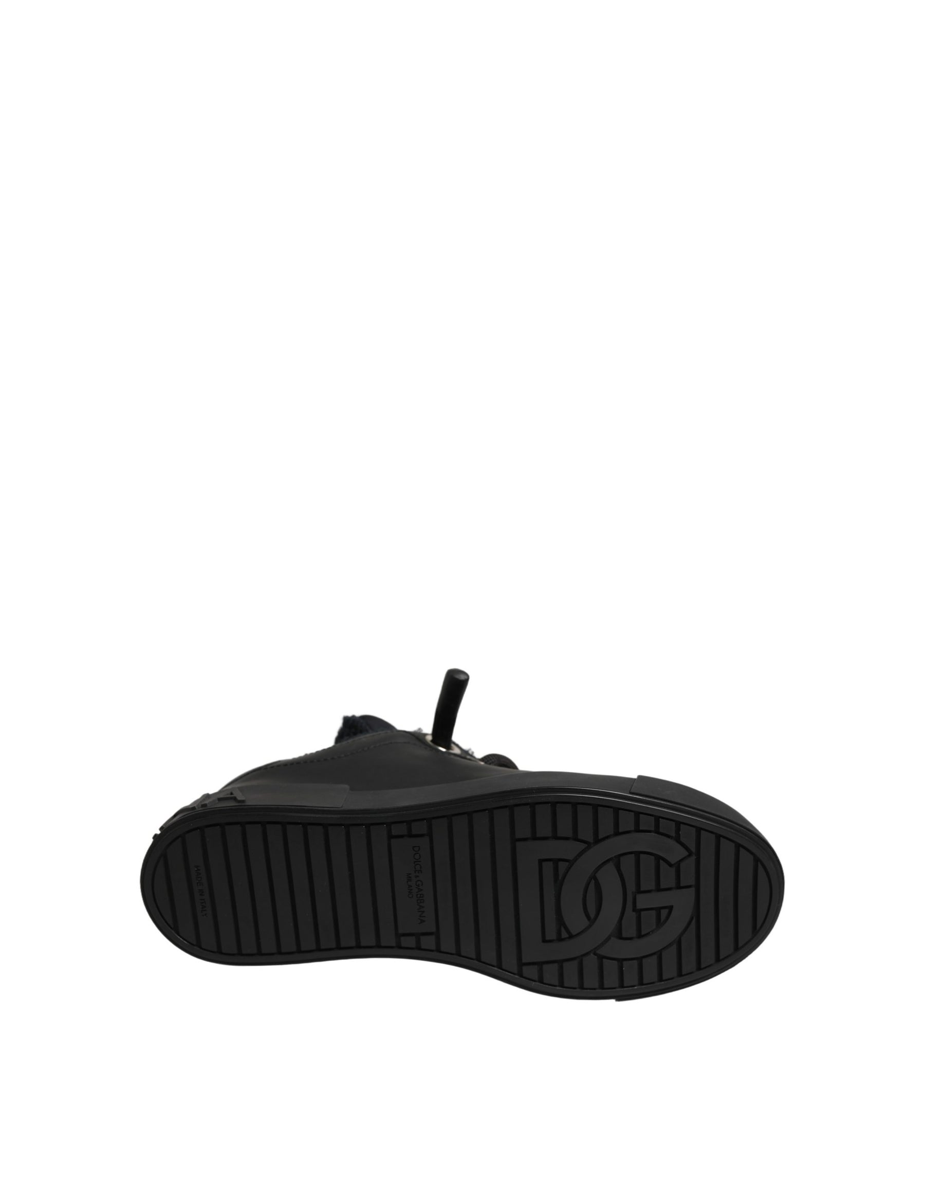 Dolce & Gabbana Black Leather Low Top Portofino Sneakers Shoes | Regal Royce