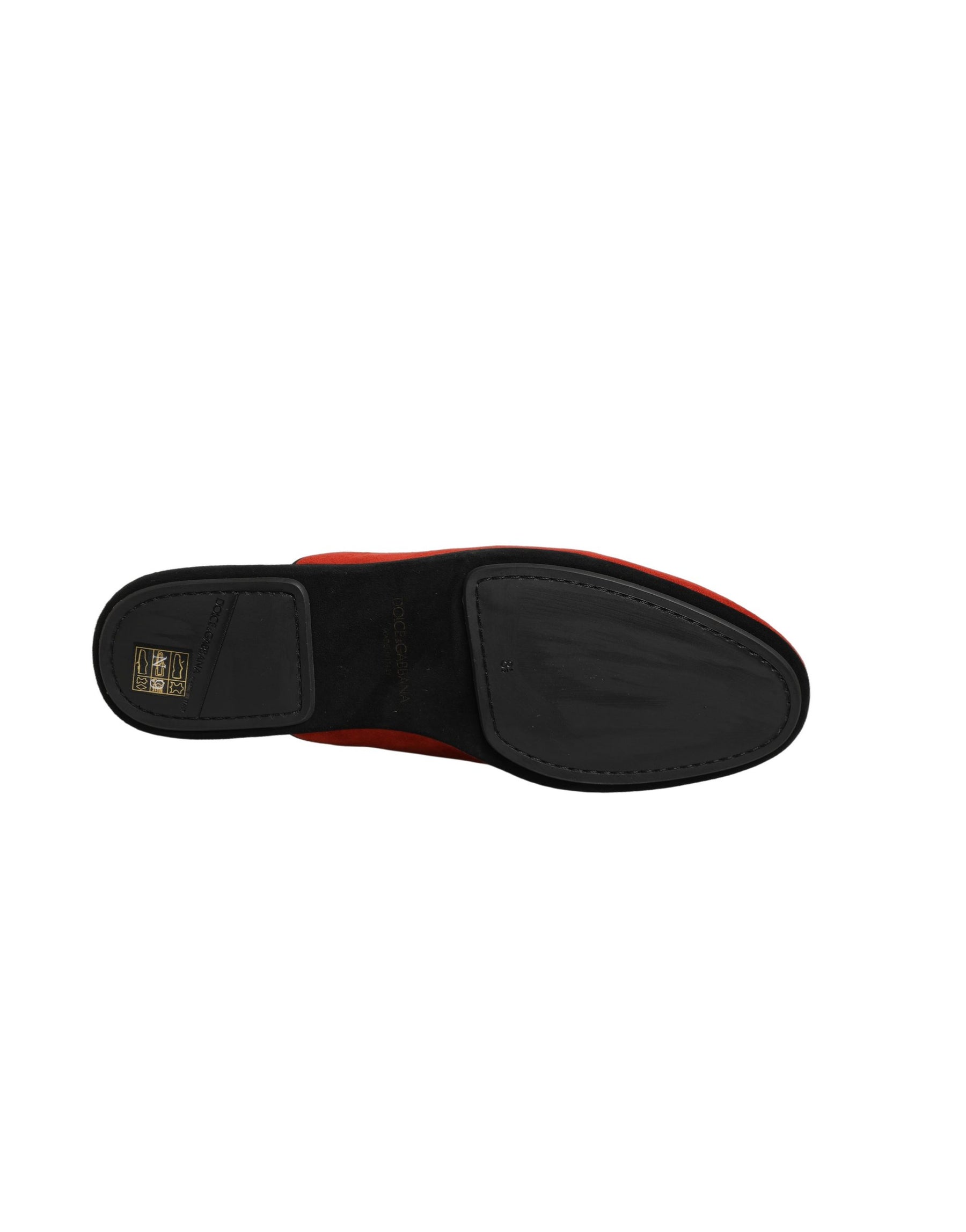 Dolce & Gabbana Red Suede DG King Men House Slipper Shoes | Regal Royce