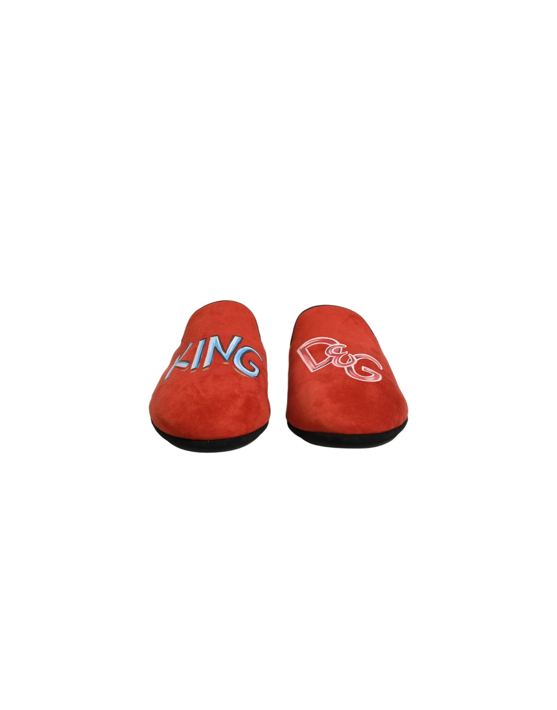 Dolce & Gabbana Red Suede DG King Men House Slipper Shoes | Regal Royce