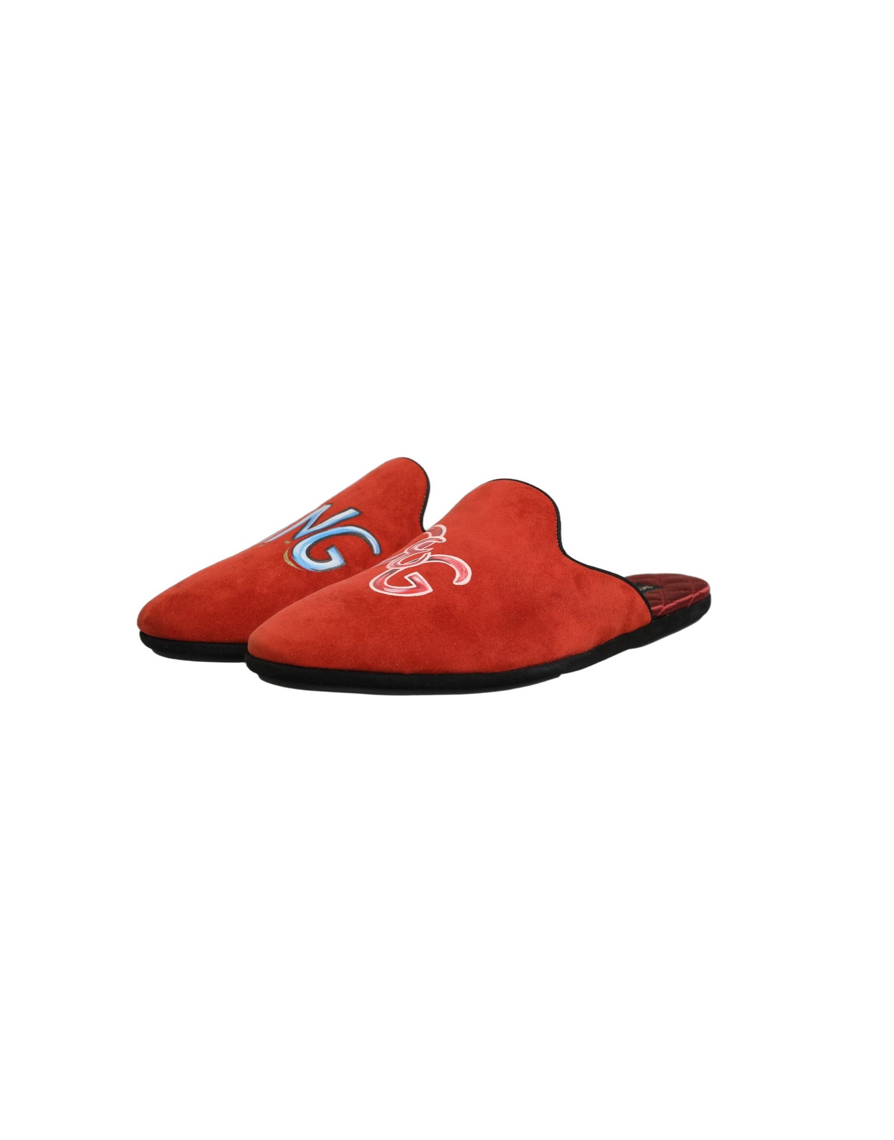 Dolce & Gabbana Red Suede DG King Men House Slipper Shoes | Regal Royce
