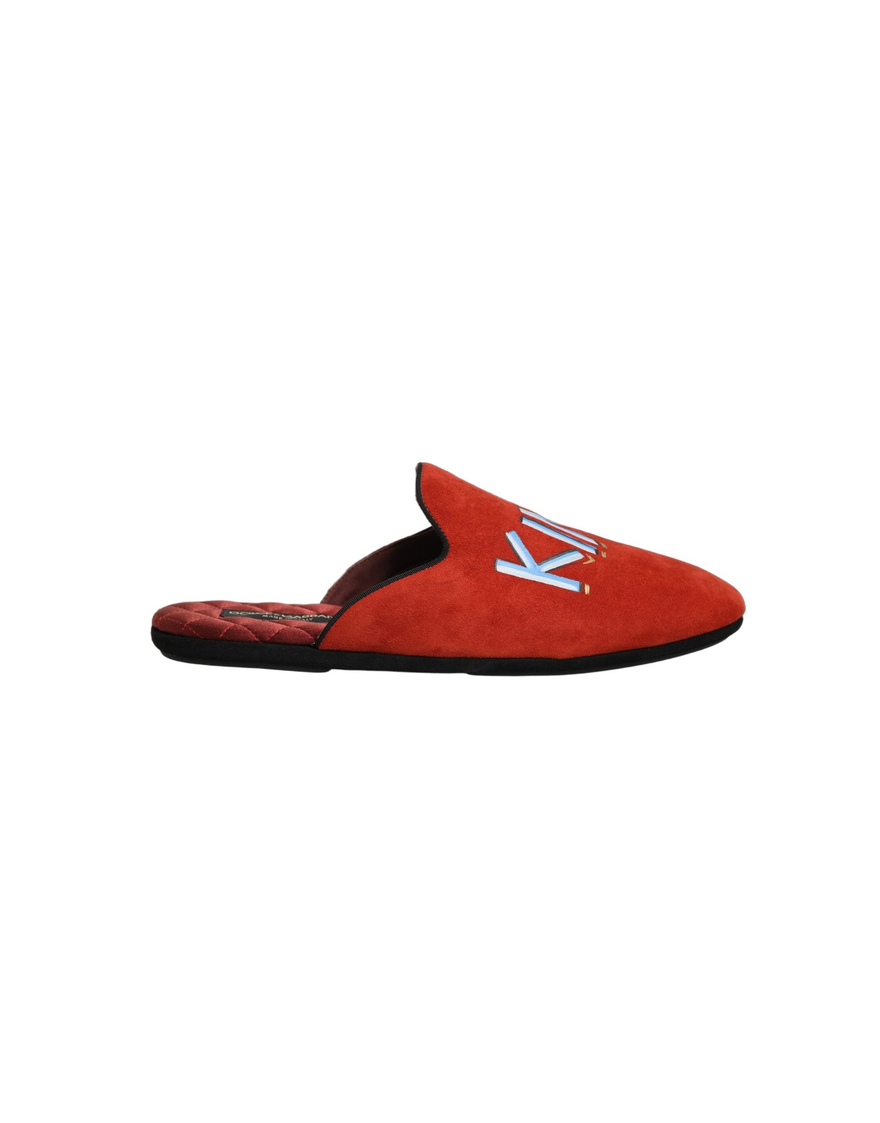 Dolce & Gabbana Red Suede DG King Men House Slipper Shoes | Regal Royce