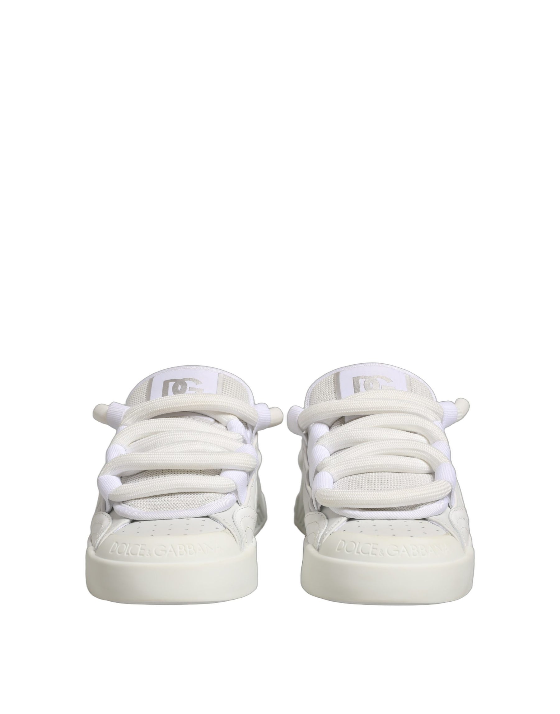 Dolce & Gabbana White Calfskin Leather Low Top Sneakers Shoes | Regal Royce