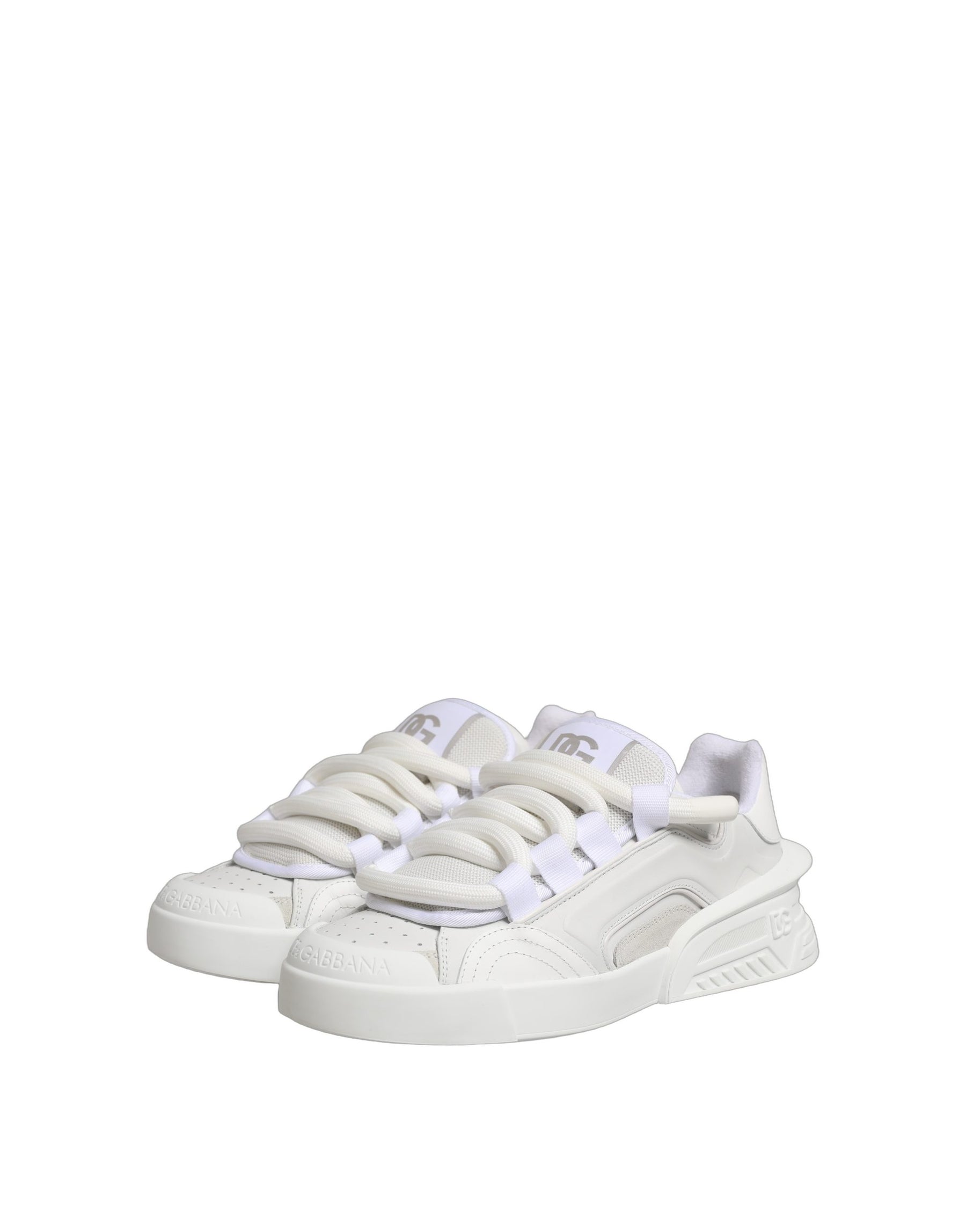 Dolce & Gabbana White Calfskin Leather Low Top Sneakers Shoes | Regal Royce