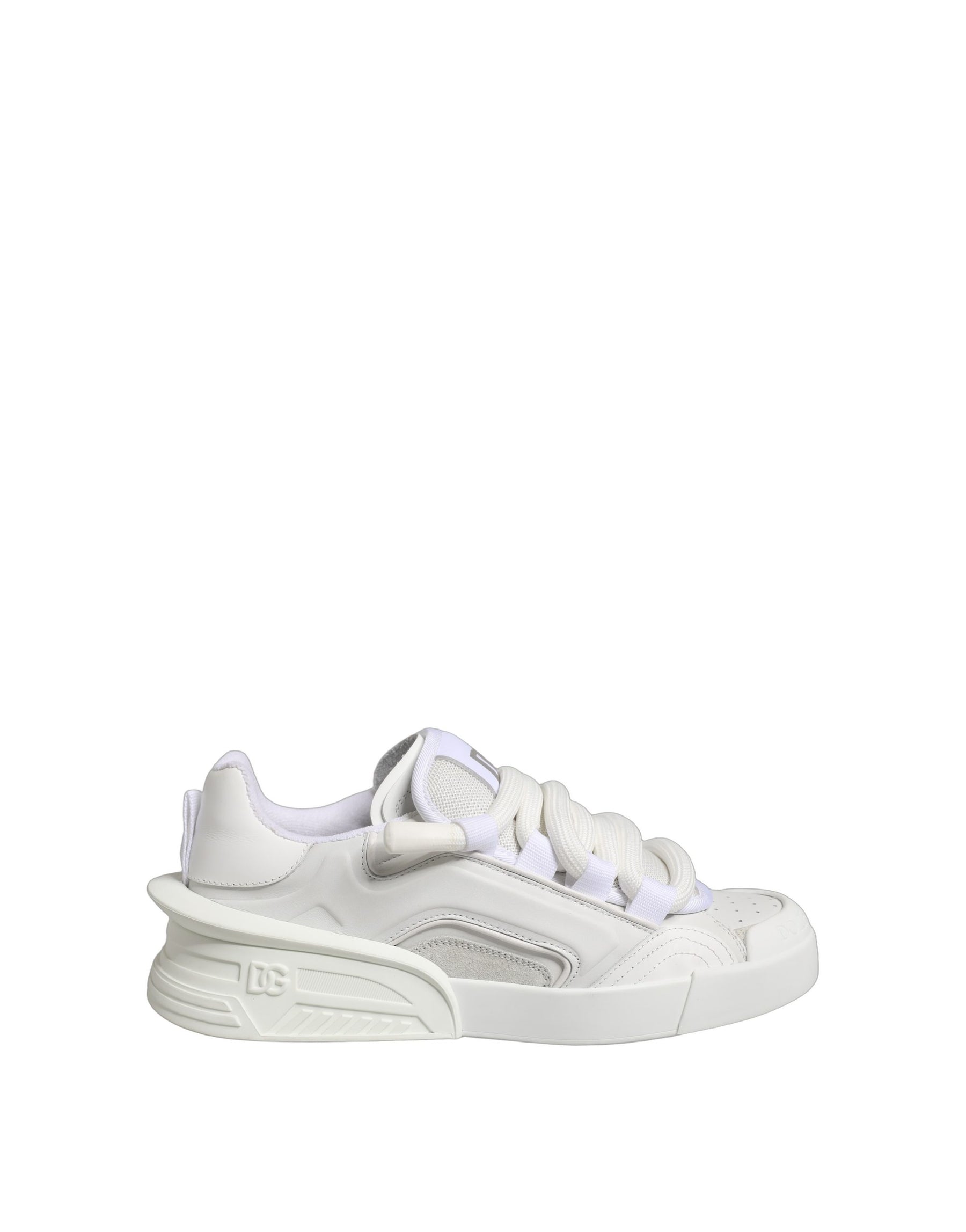 Dolce & Gabbana White Calfskin Leather Low Top Sneakers Shoes | Regal Royce