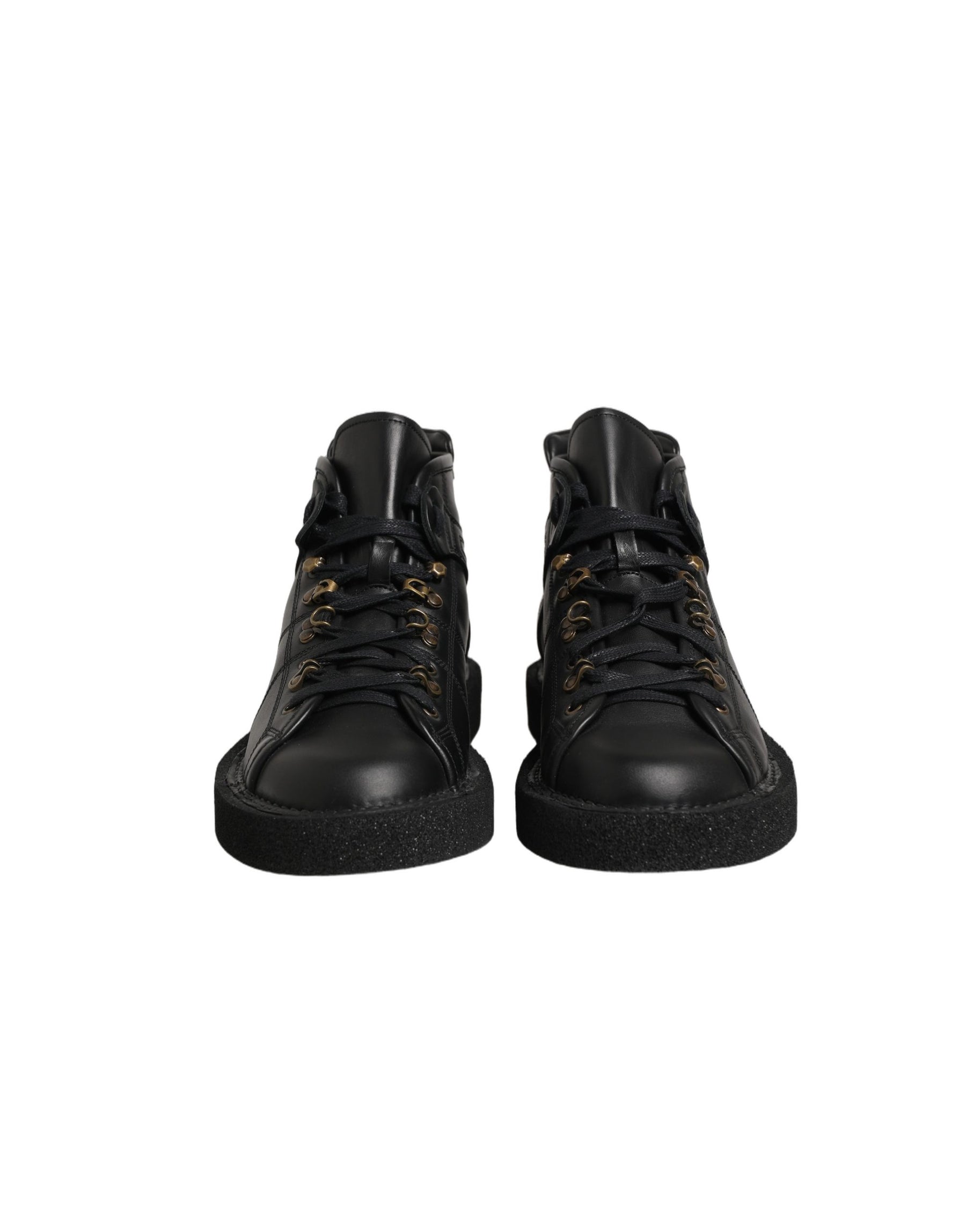 Dolce & Gabbana Black Leather Lace Up Men Ankle Boots Shoes | Regal Royce