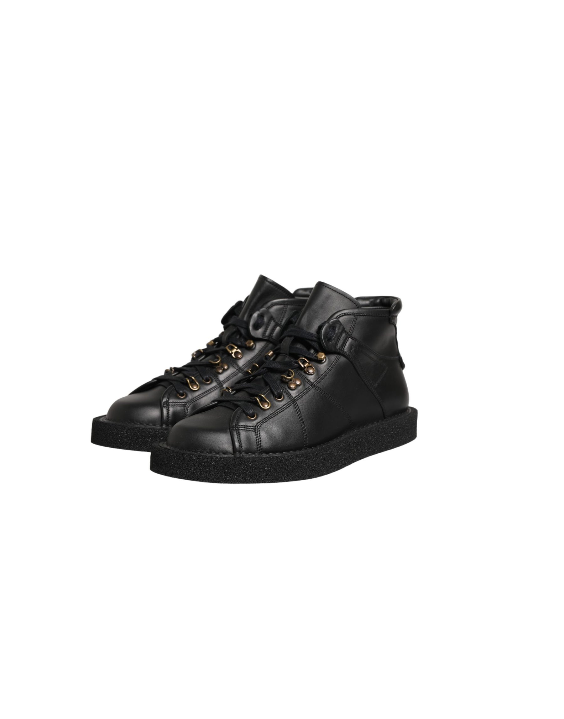 Dolce & Gabbana Black Leather Lace Up Men Ankle Boots Shoes | Regal Royce