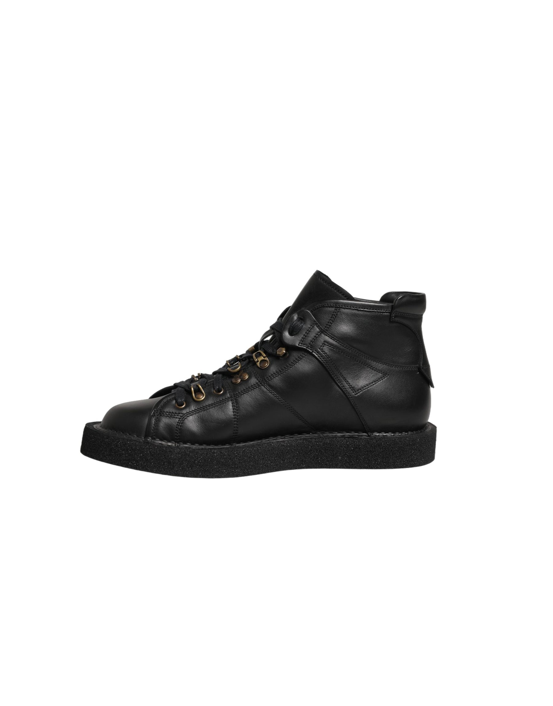 Dolce & Gabbana Black Leather Lace Up Men Ankle Boots Shoes | Regal Royce