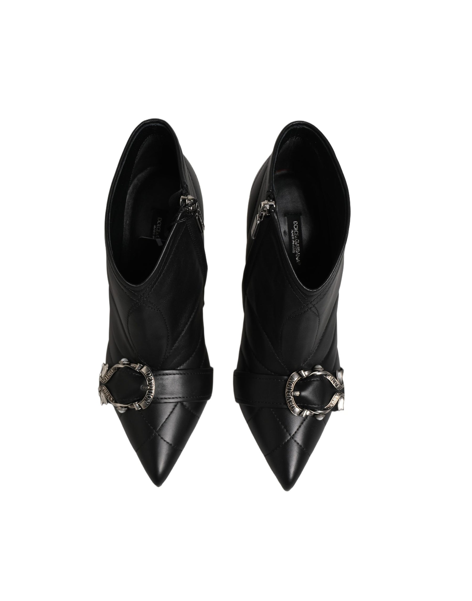 Dolce & Gabbana Black Devotion Quilted Buckled Boots Shoes | Regal Royce