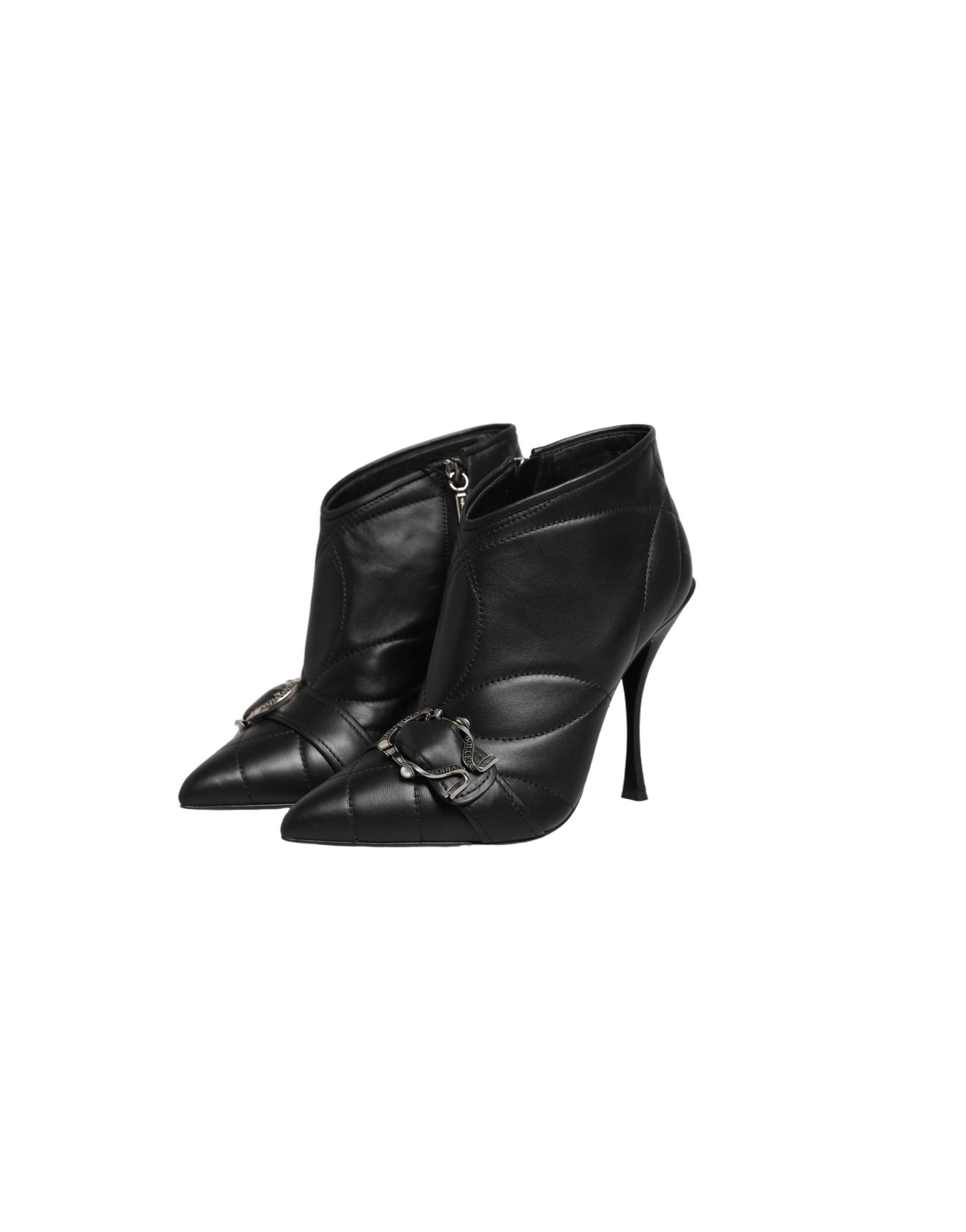 Dolce & Gabbana Black Devotion Quilted Buckled Boots Shoes | Regal Royce