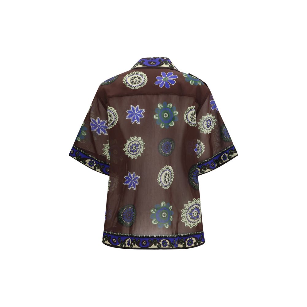 Alemais Brown Ramie Pattern Shirt | Regal Royce