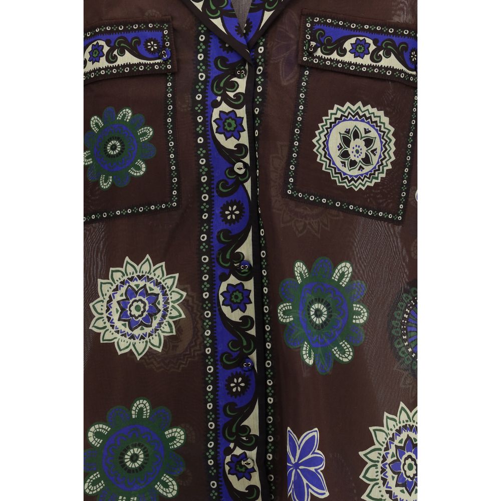 Alemais Brown Ramie Pattern Shirt | Regal Royce