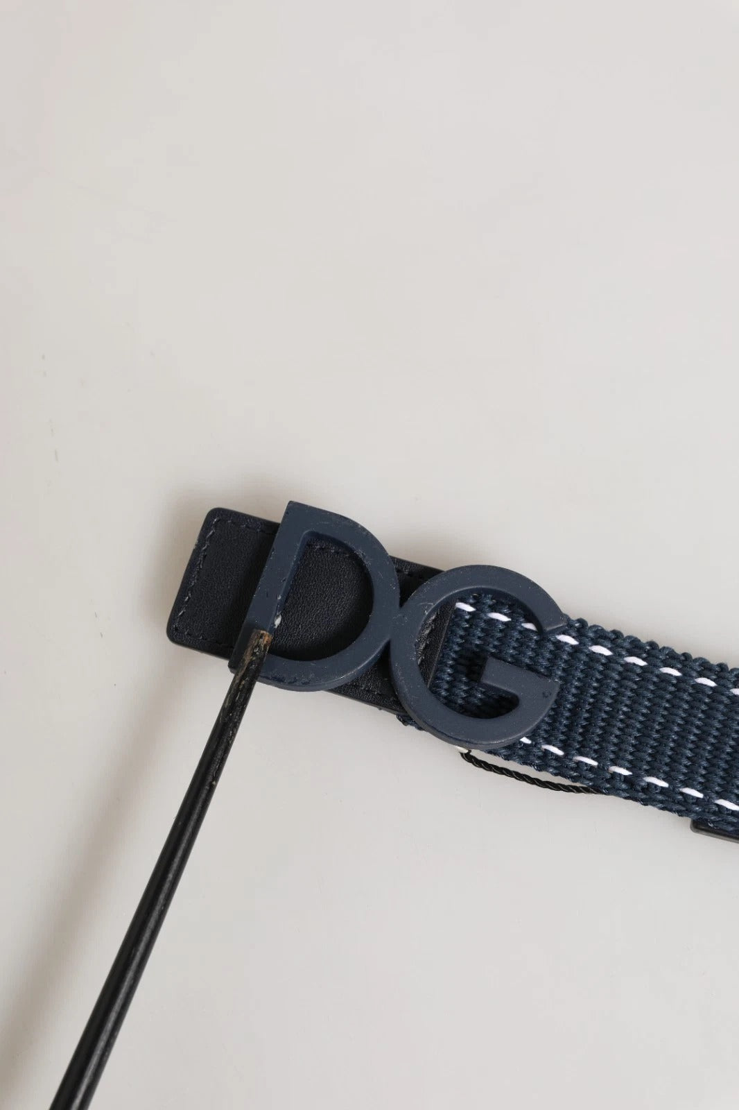 Dolce & Gabbana Blue Cotton Canvas DG Logo Metal Buckle Belt | Regal Royce
