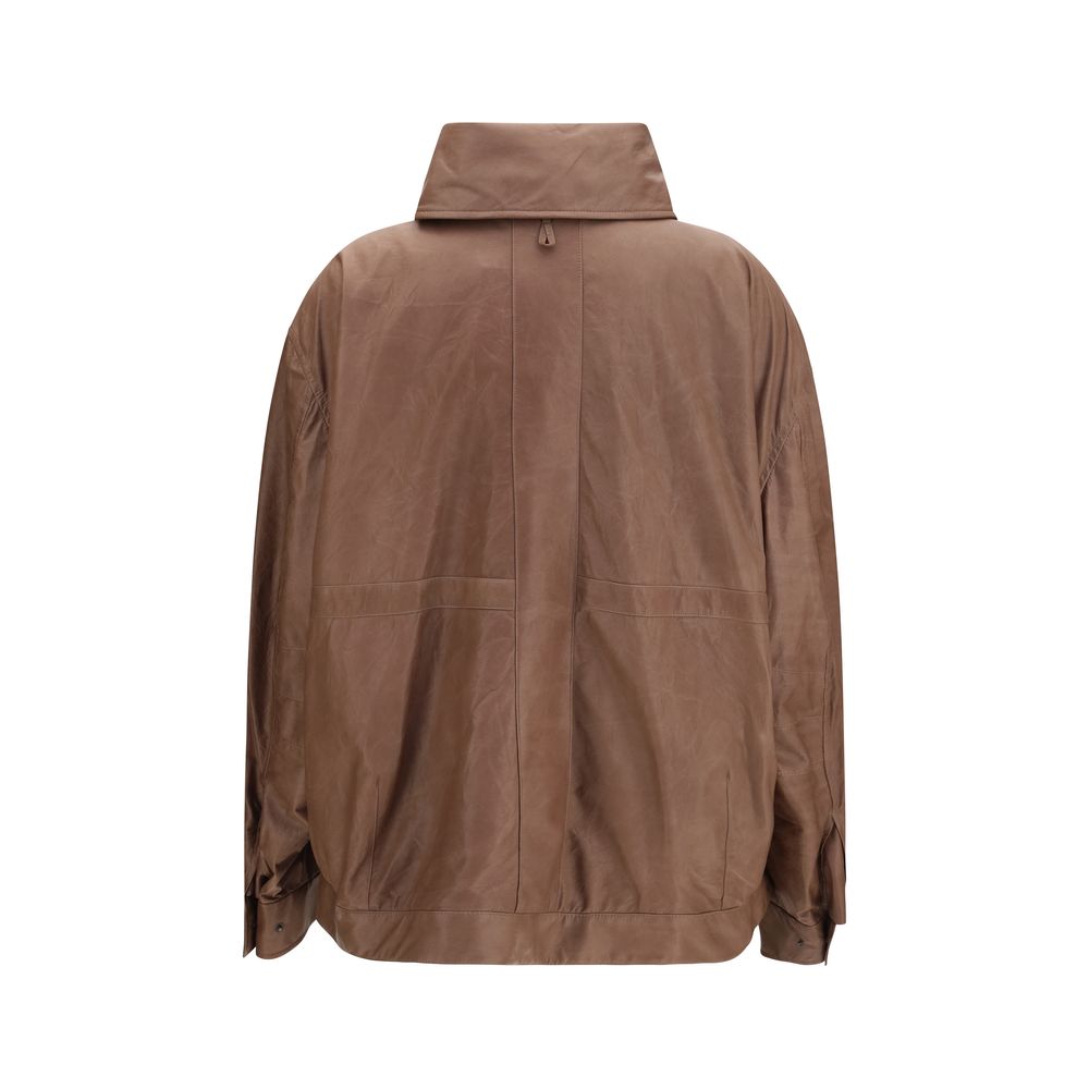 Calvin Klein Brown Lamb Ovis Aries Aries Leather Jacket | Regal Royce