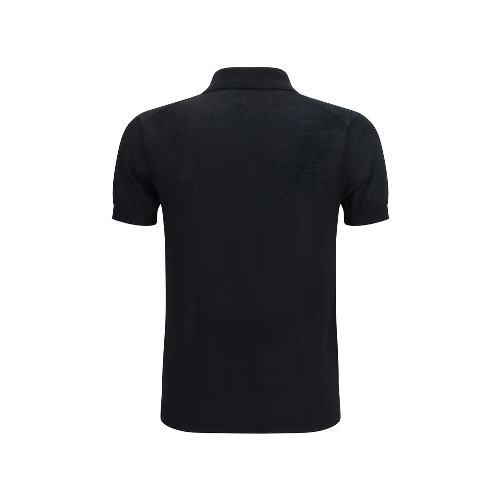 Aragona Cashmere Black Cotton Polo Shirt | Regal Royce