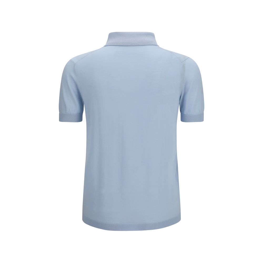 Aragona Cashmere Blue Cotton Polo Shirt | Regal Royce