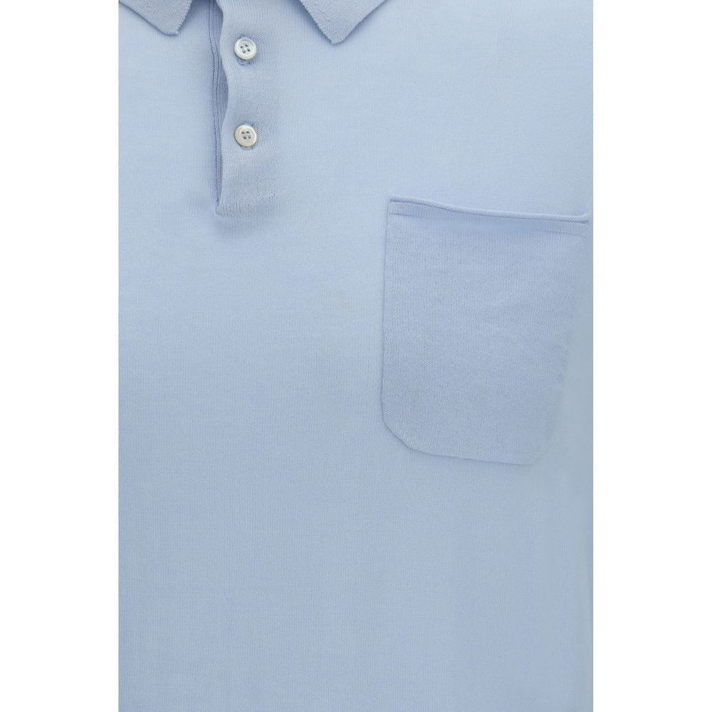 Aragona Cashmere Blue Cotton Polo Shirt | Regal Royce