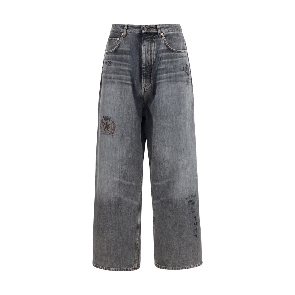 Balenciaga Gray Cotton Relaxed Fit Jeans | Regal Royce