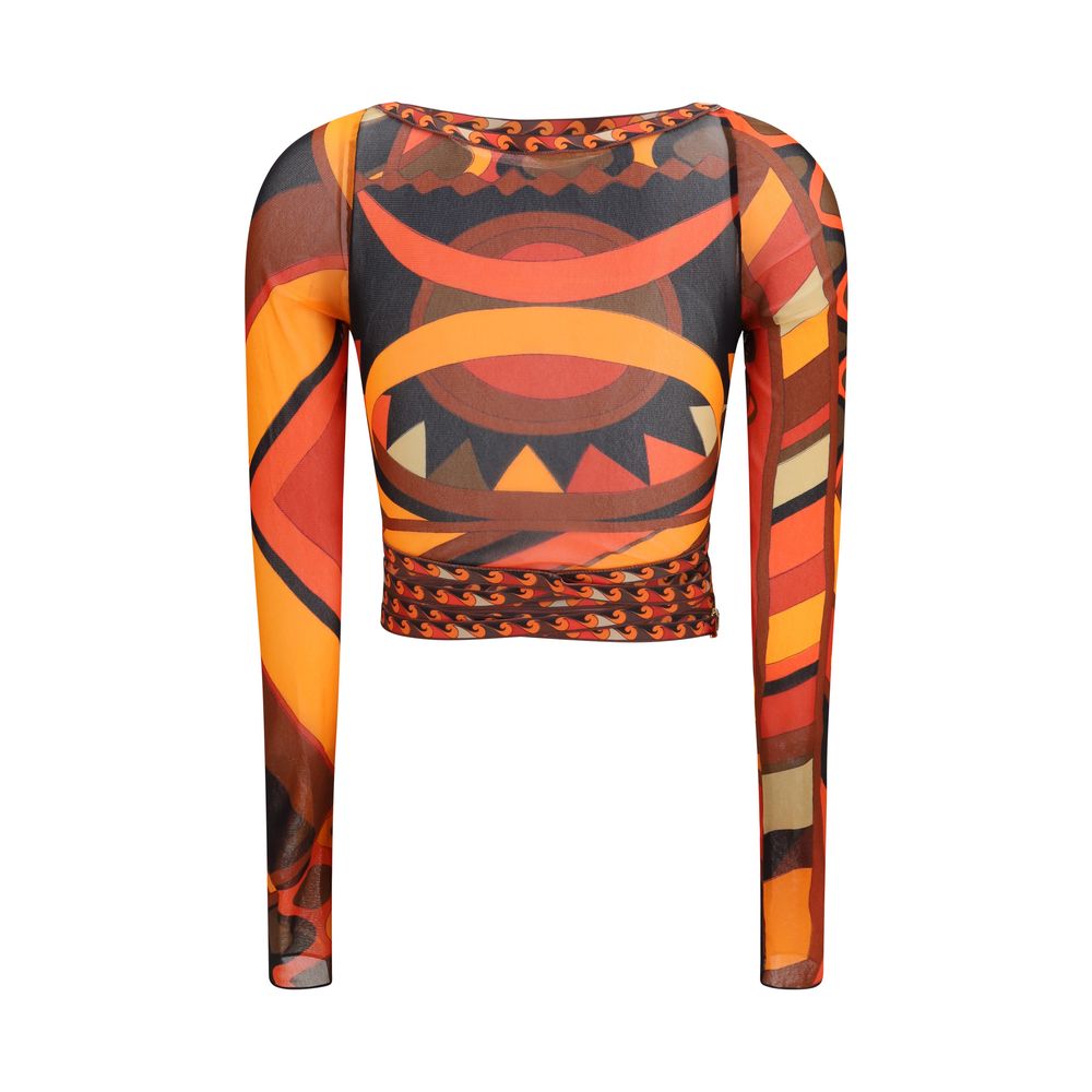 Emilio Pucci Orange Polyamide Pattern Shirt | Regal Royce