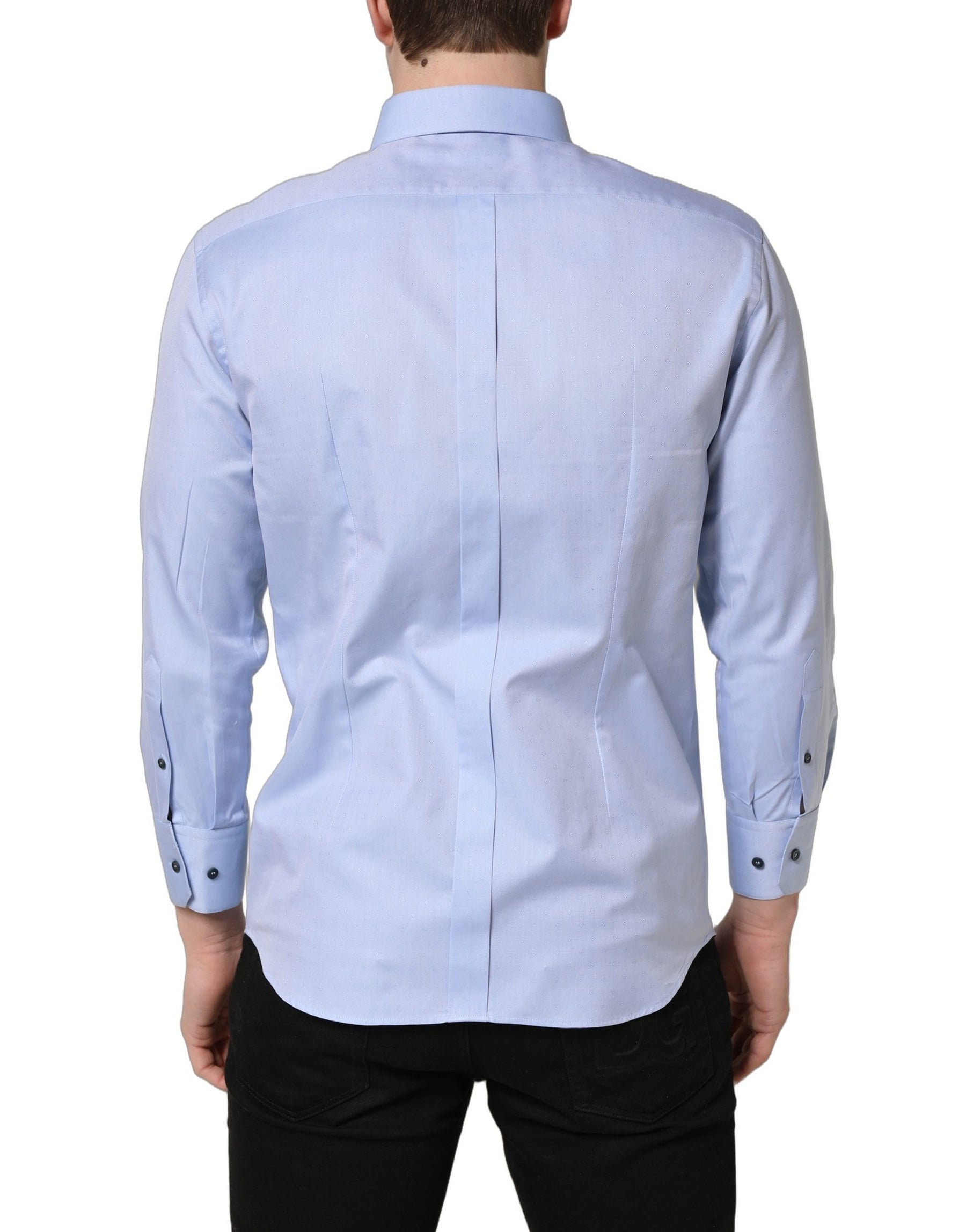 Dolce & Gabbana Light Blue Cotton Dress Formal Men Shirt | Regal Royce