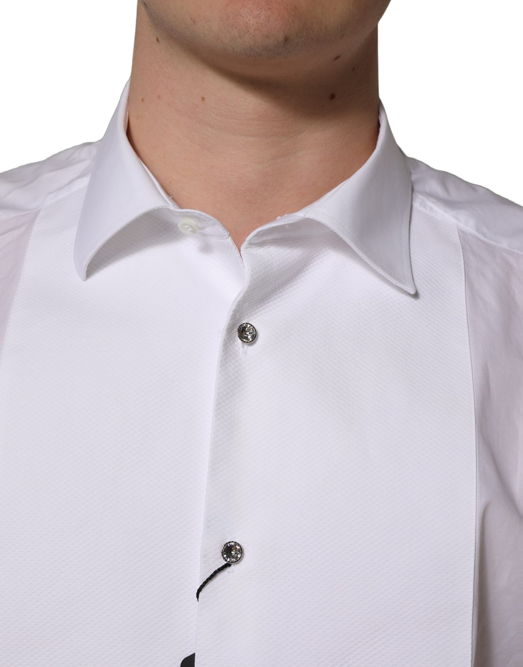 Dolce & Gabbana White Bib Cotton Poplin Dress Formal Shirt | Regal Royce