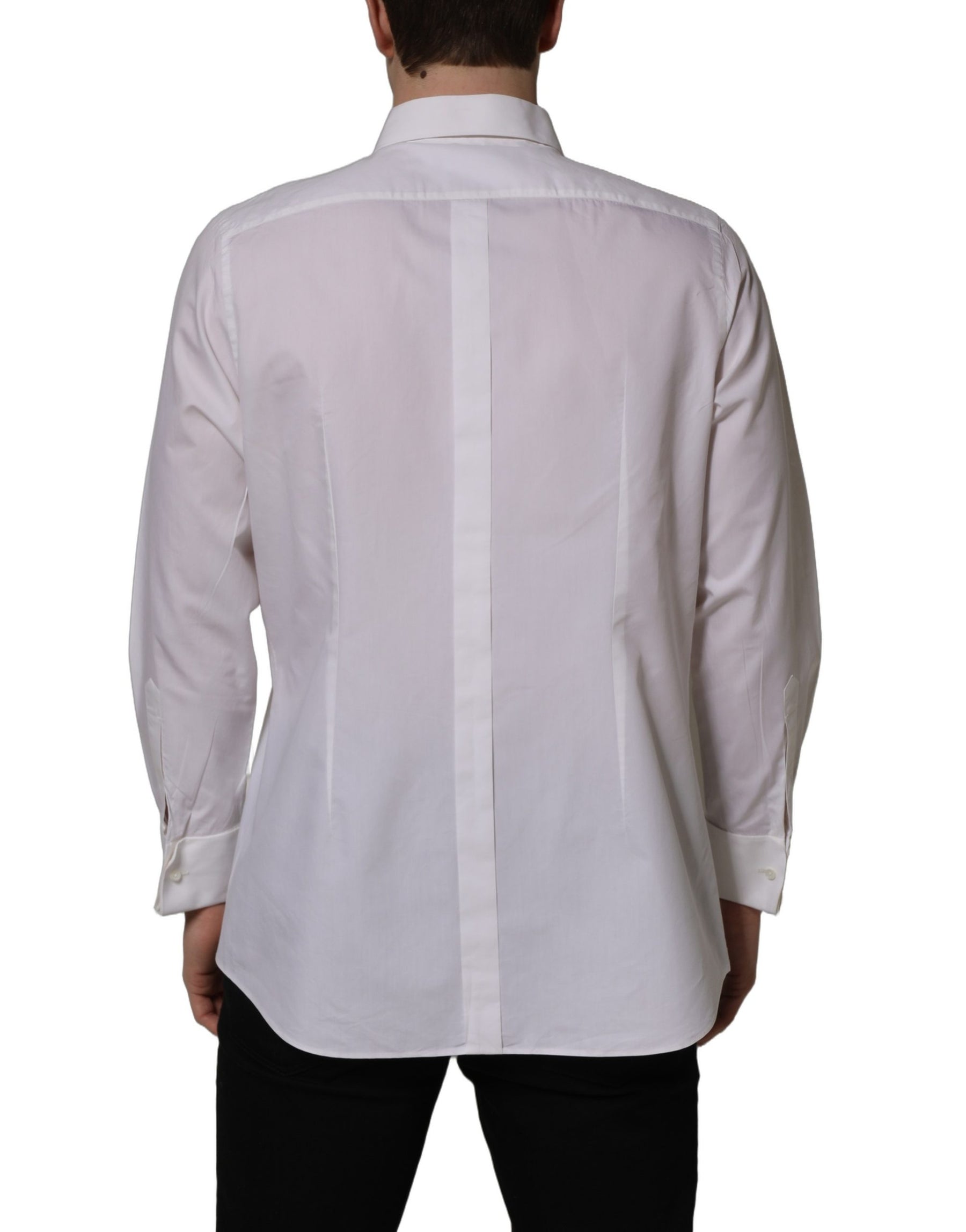 Dolce & Gabbana White Bib Cotton Poplin Dress Formal Shirt | Regal Royce