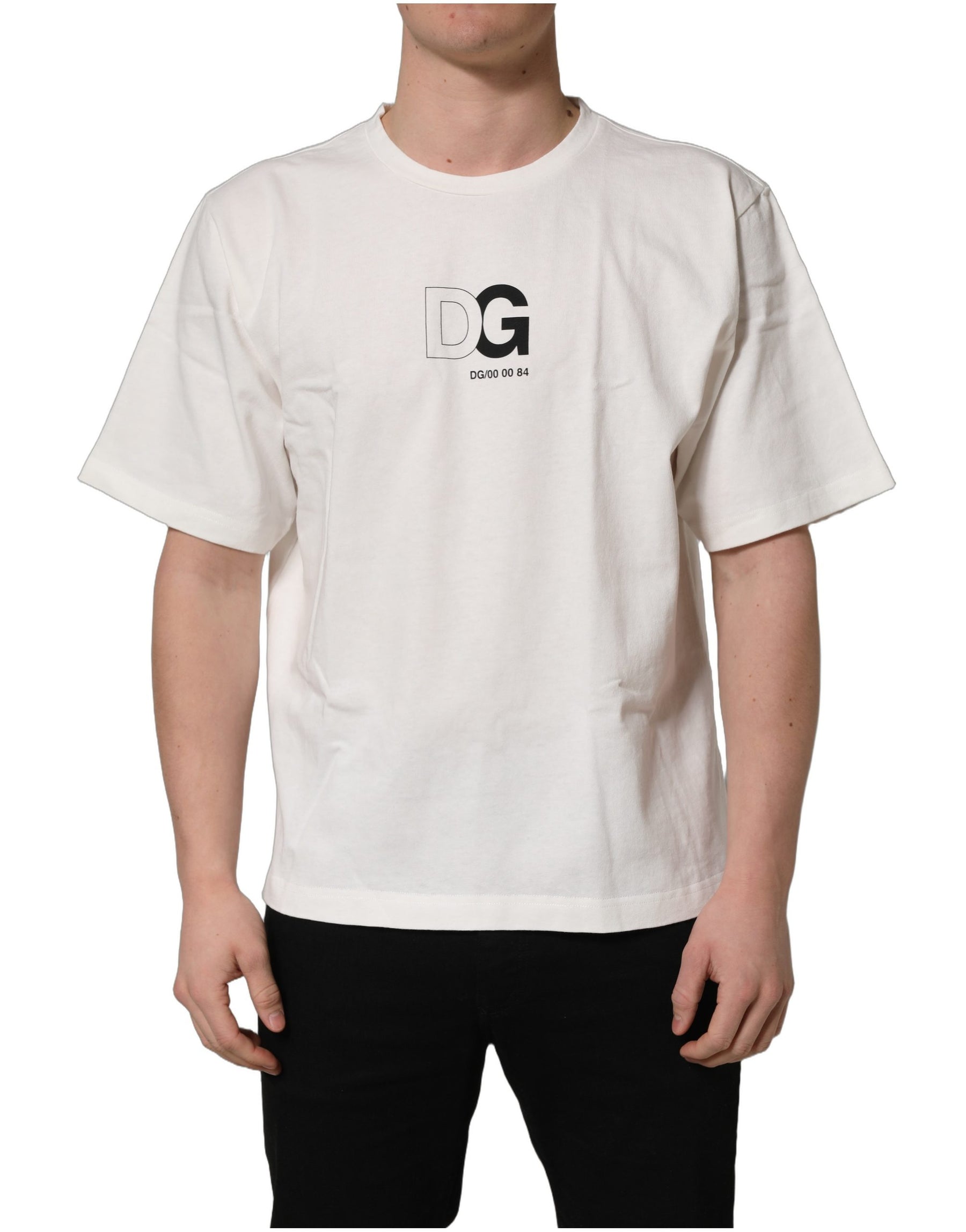 Dolce & Gabbana White DG Logo Crew Neck Short Sleeves T-shirt | Regal Royce
