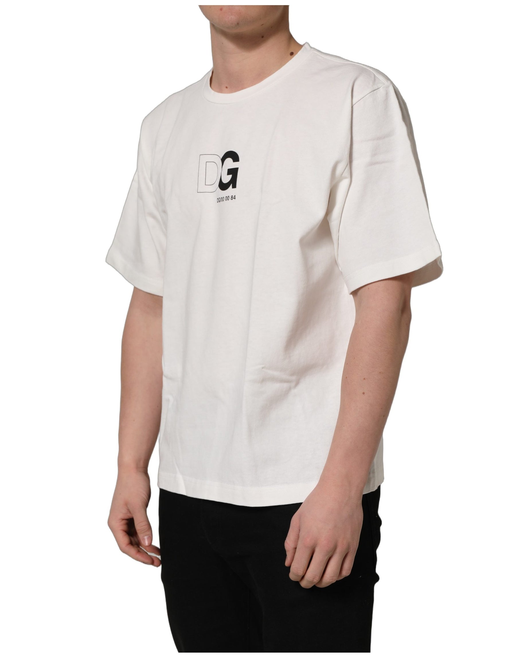 Dolce & Gabbana White DG Logo Crew Neck Short Sleeves T-shirt | Regal Royce