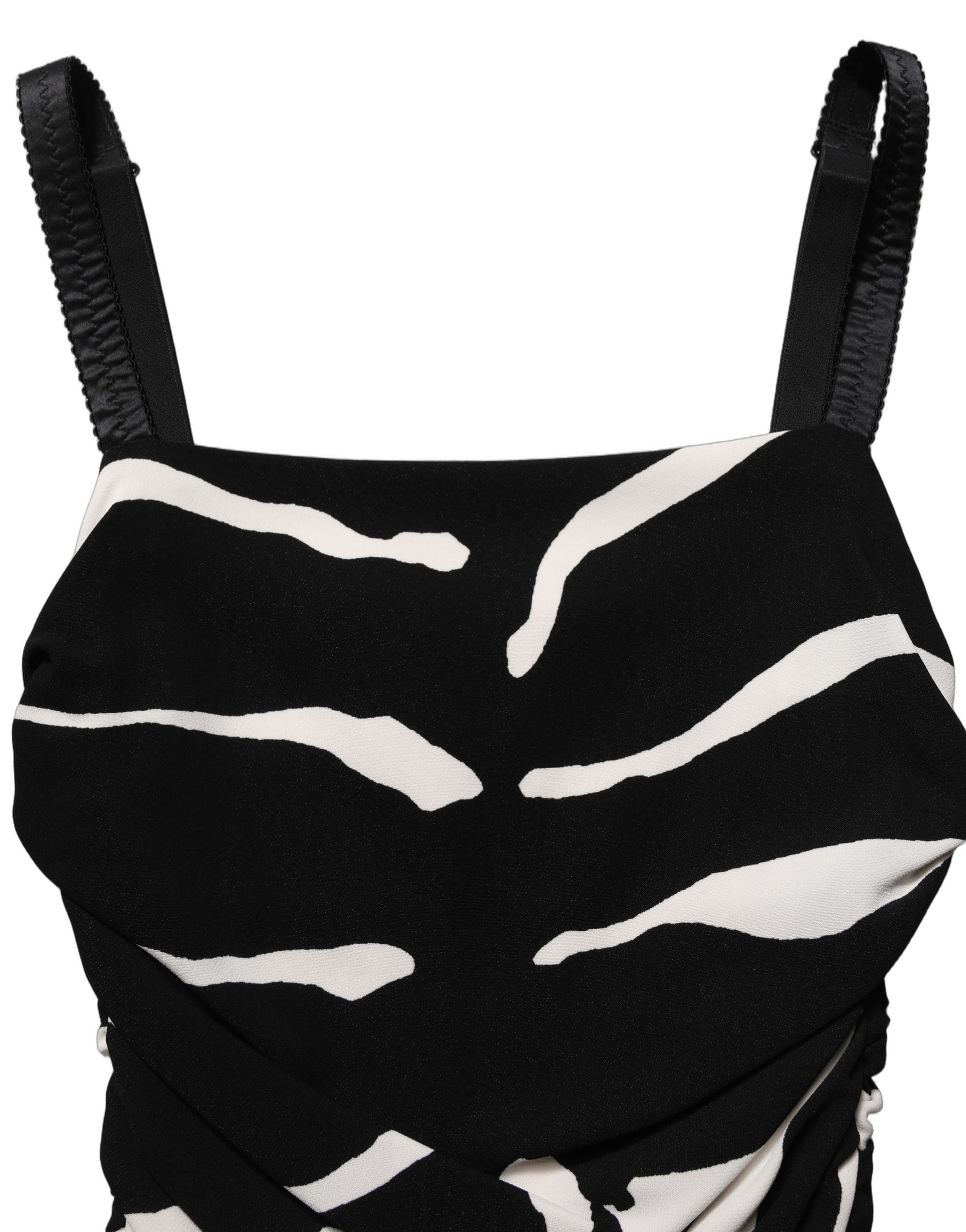 Dolce & Gabbana Black White Zebra Cady Calf Length Dress | Regal Royce