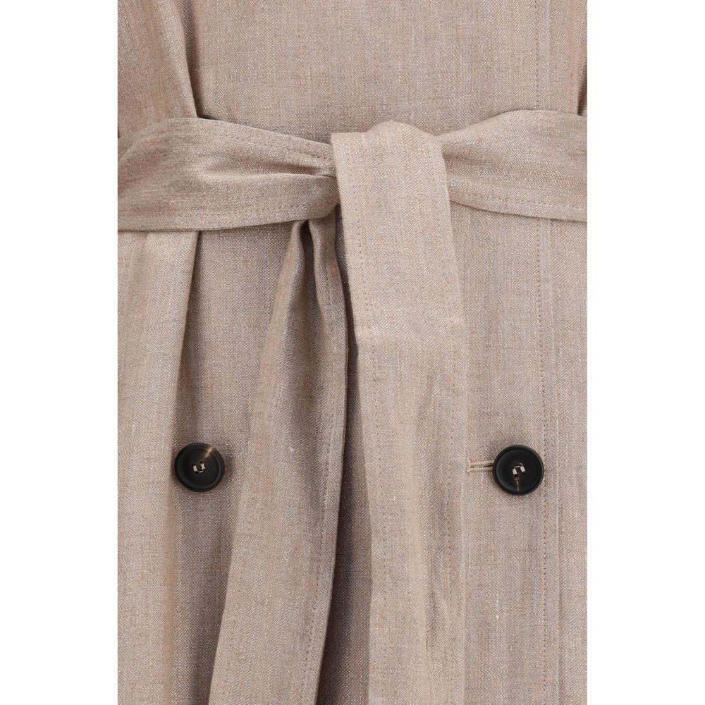 Brunello Cucinelli Multicolor Linen Trench Coat | Regal Royce