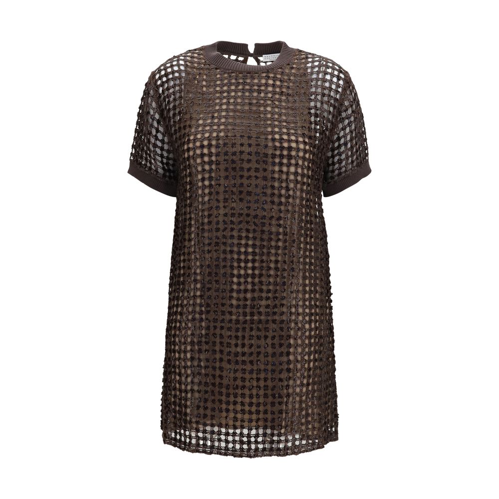 Brunello Cucinelli Brown Silk Cocktail Dress | Regal Royce