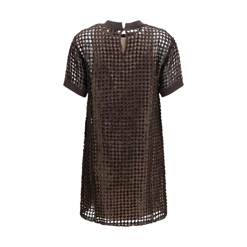 Brunello Cucinelli Brown Silk Cocktail Dress | Regal Royce