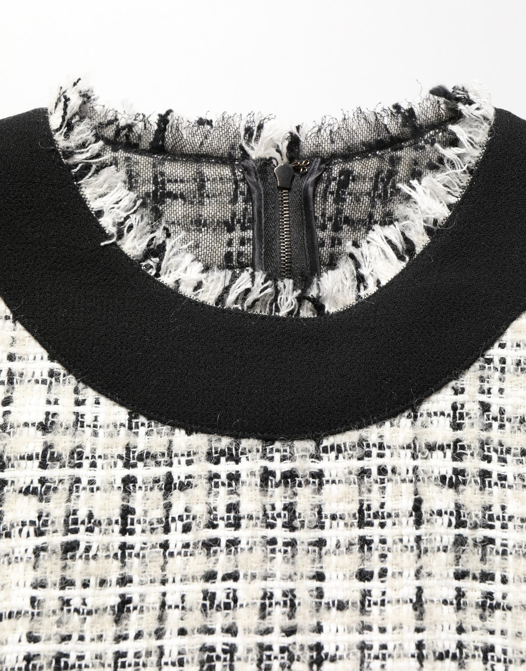 Dolce & Gabbana Black White Tweed Sheath A-line Midi Dress | Regal Royce