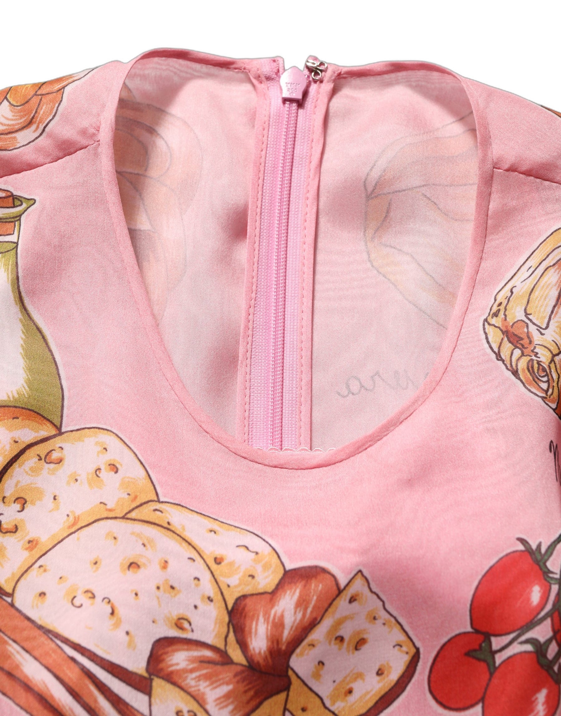 Dolce & Gabbana Light Pink Bread Print Pleated Maxi Dress | Regal Royce