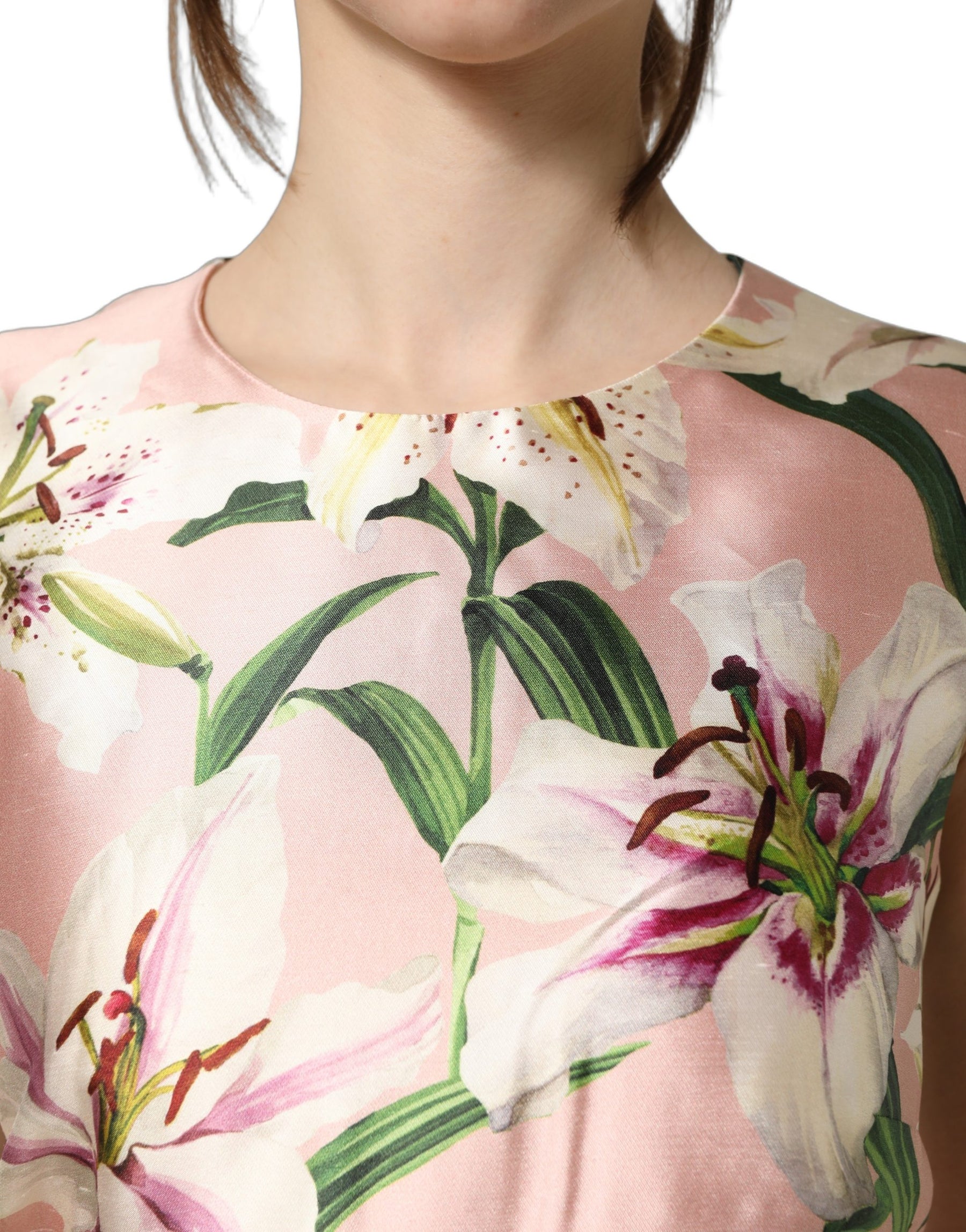 Dolce & Gabbana Light Pink LilyPrint Sleeveless Sheath Dress | Regal Royce