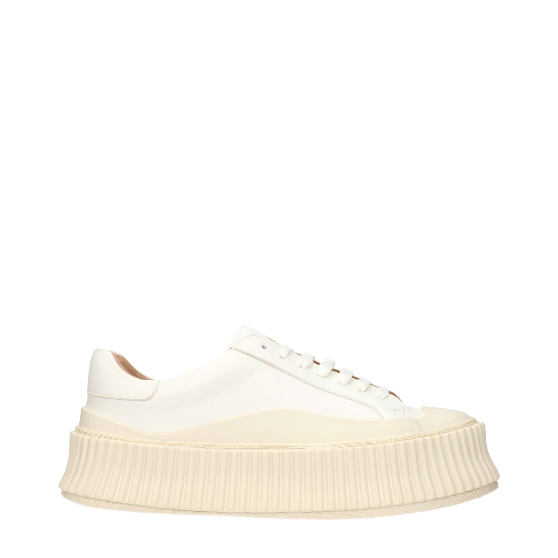 Jil Sander White Leather Platform Sneakers | Regal Royce