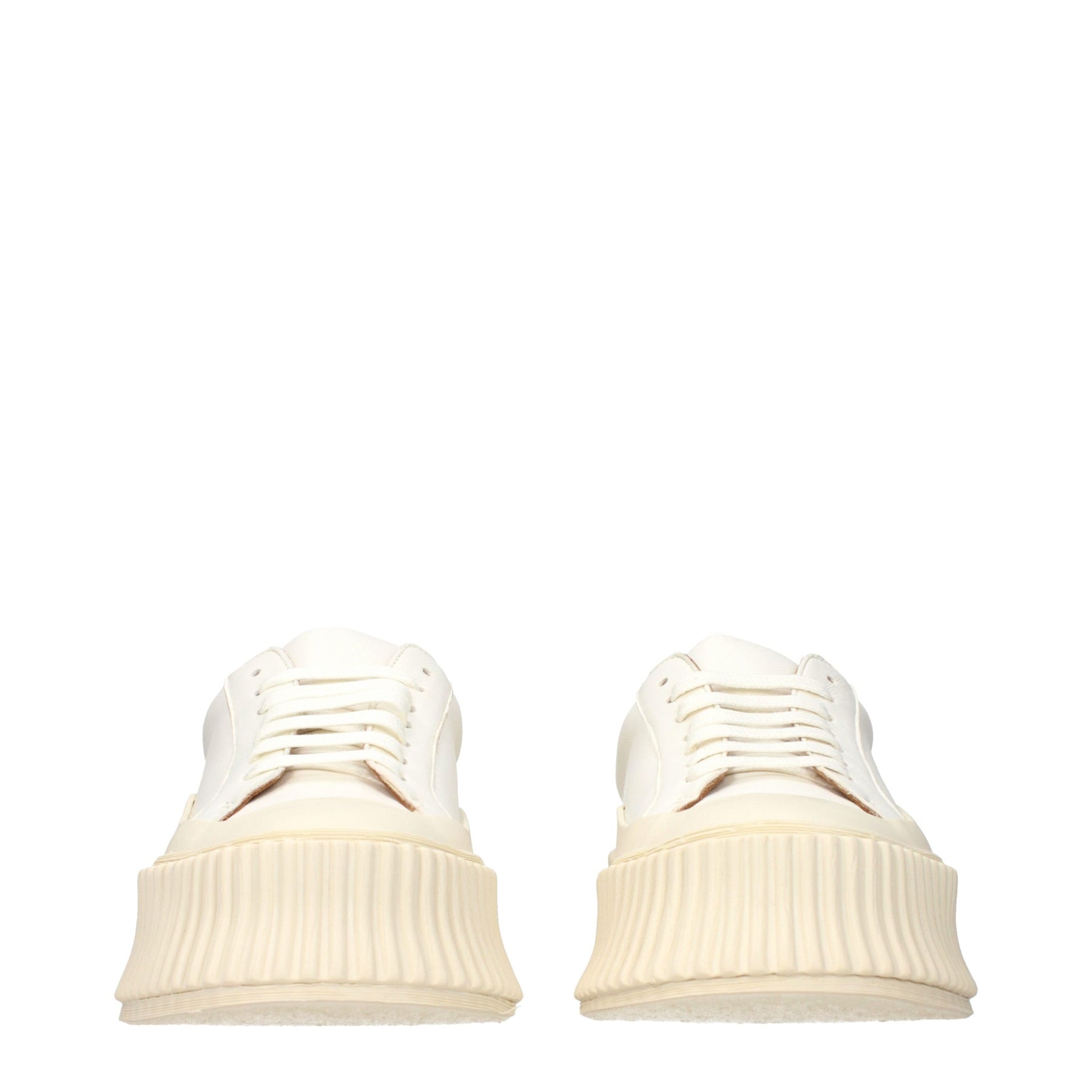 Jil Sander White Leather Platform Sneakers | Regal Royce