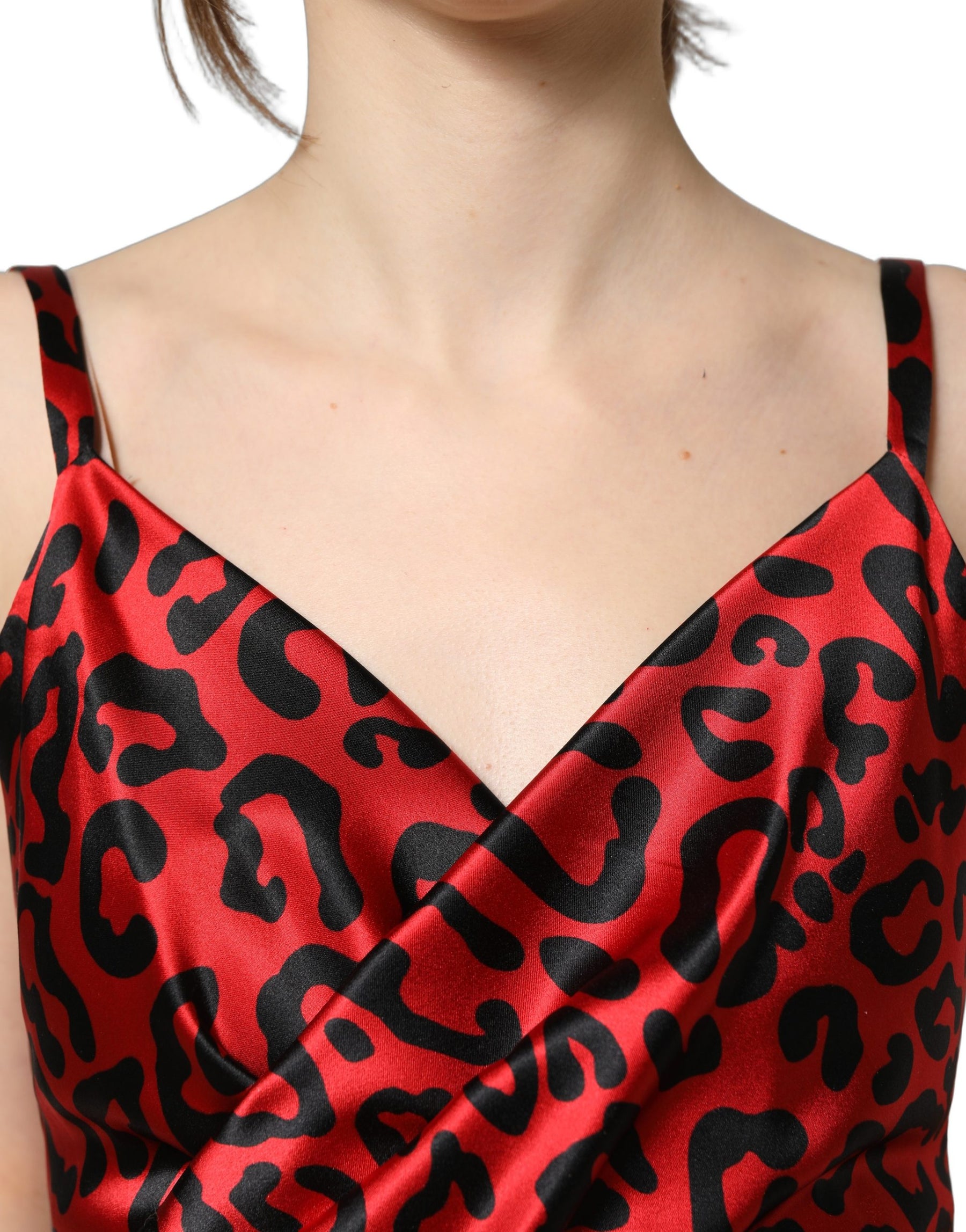 Dolce & Gabbana Red Leopard Draped Sleeveless Maxi Dress | Regal Royce