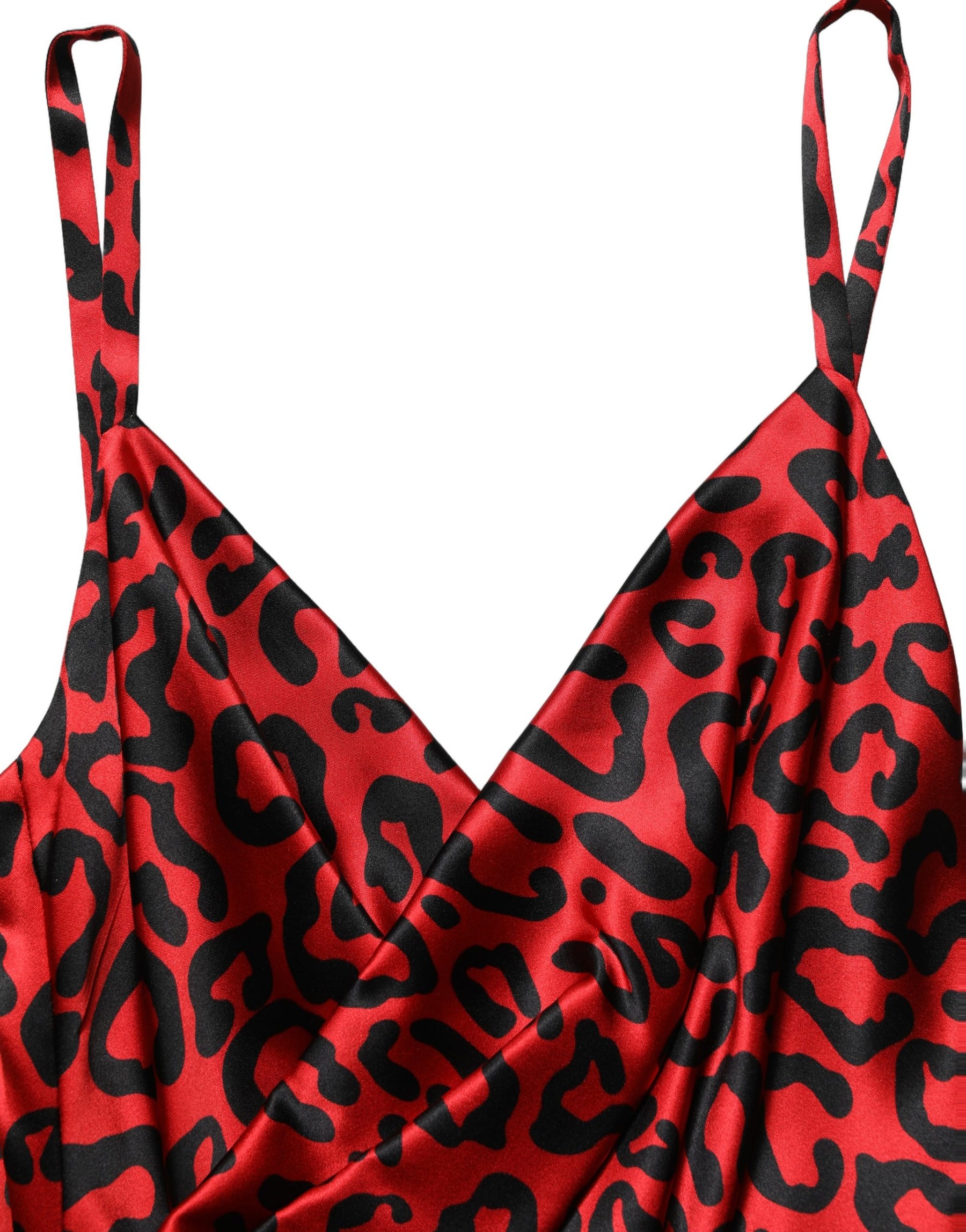 Dolce & Gabbana Red Leopard Draped Sleeveless Maxi Dress | Regal Royce