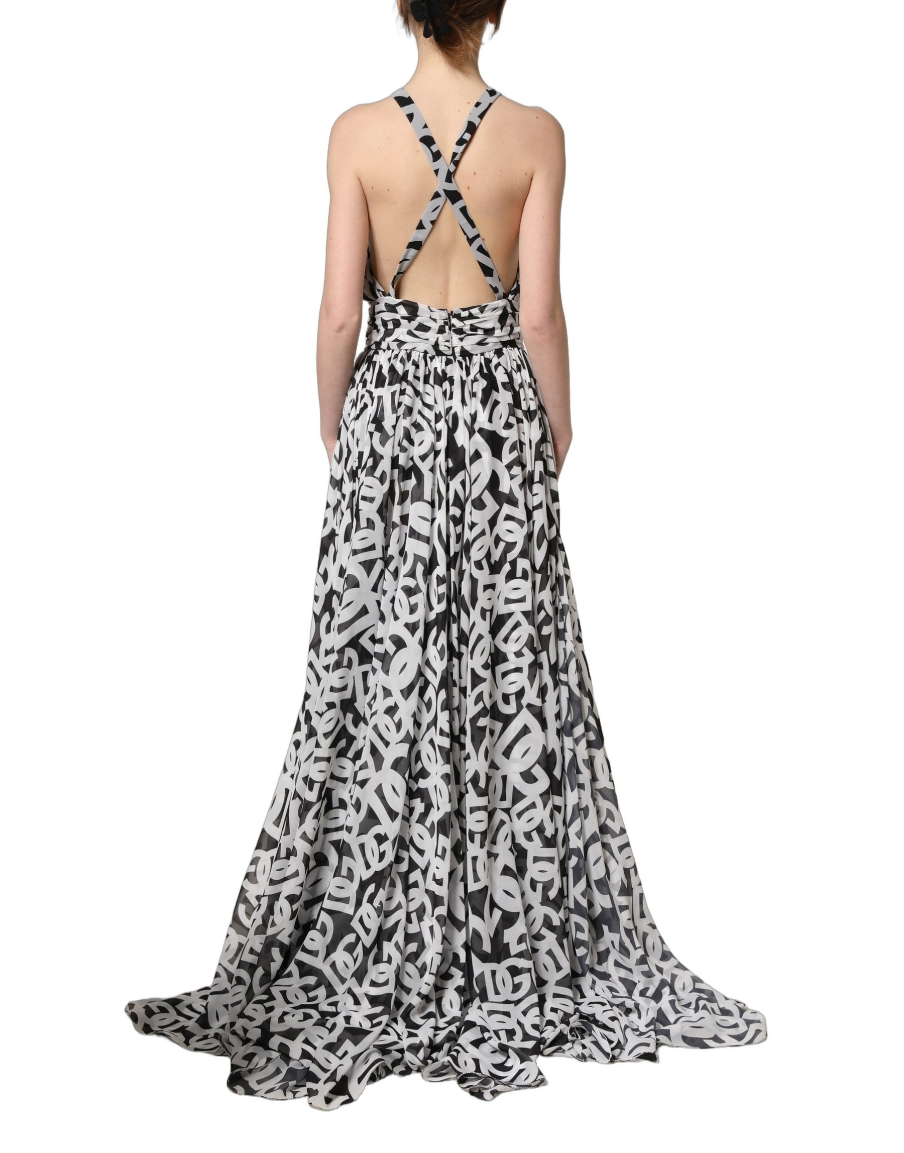 Dolce & Gabbana Black White Logo Sleeveless Floor Length Maxi Dress | Regal Royce