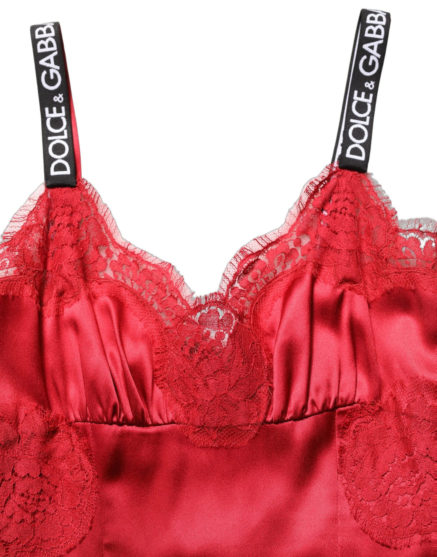 Dolce & Gabbana Red Silk Sleeveless Maxi Long Lace Trim Dress | Regal Royce