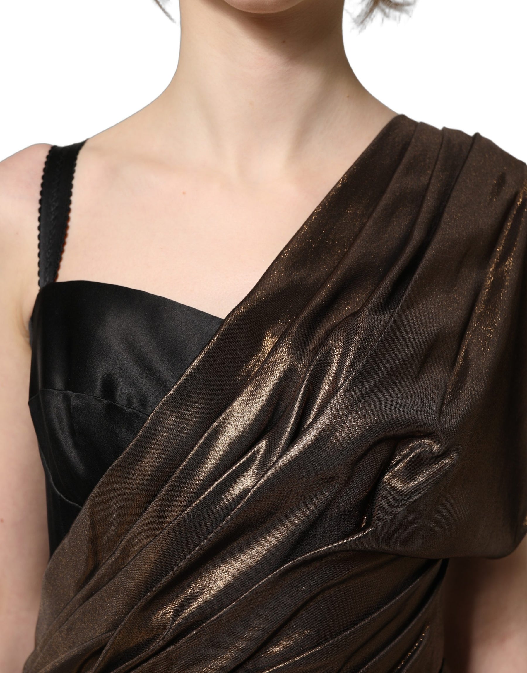 Dolce & Gabbana Bronze Asymmetrical Draping OneShoulder Dress | Regal Royce