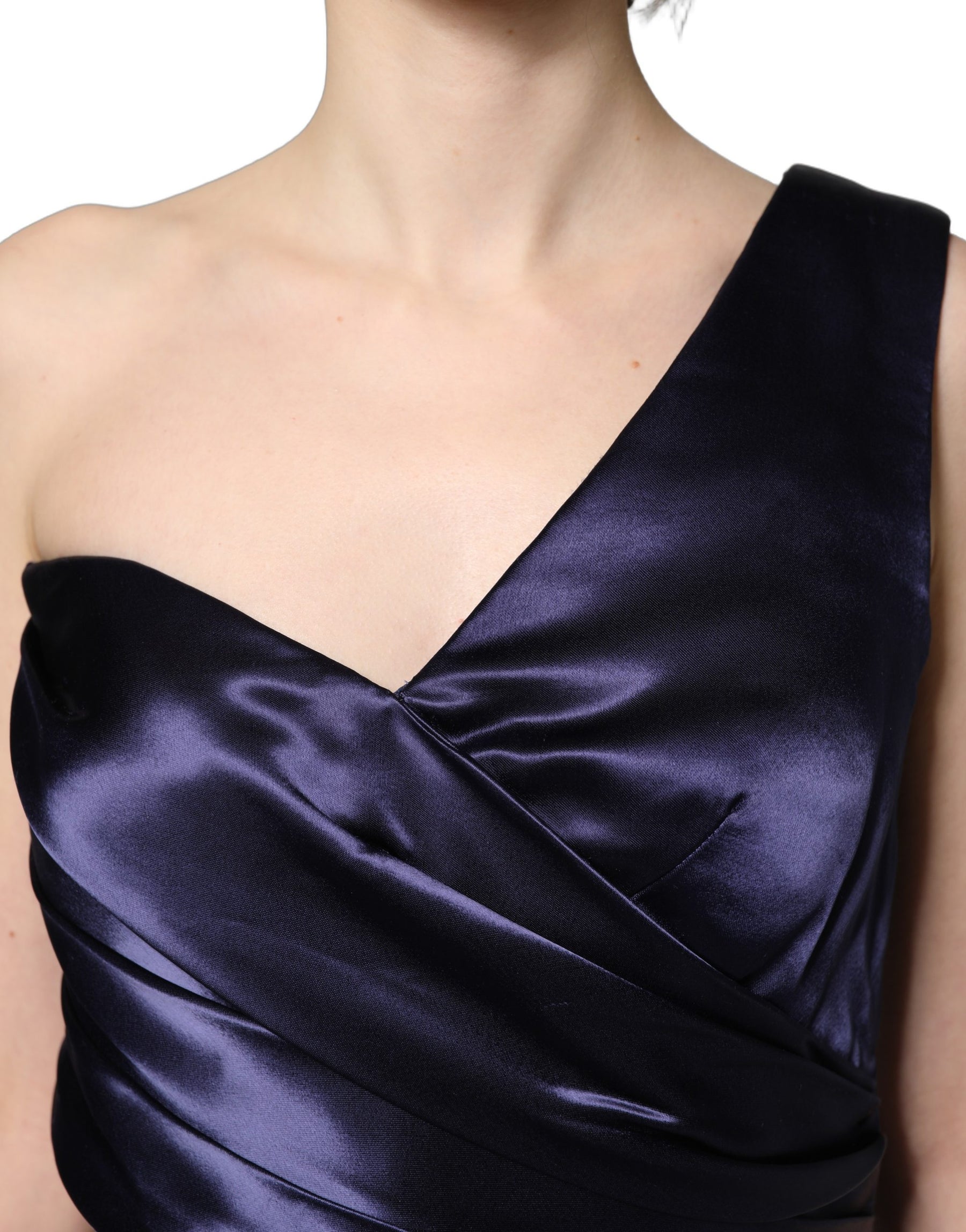 Dolce & Gabbana Navy Blue One Shoulder Evening Gown Dress | Regal Royce