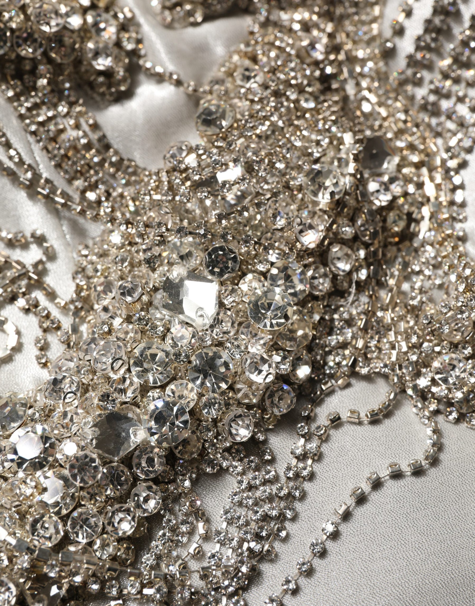 Dolce & Gabbana Silver Crystal Embellished EveningGown Dress | Regal Royce