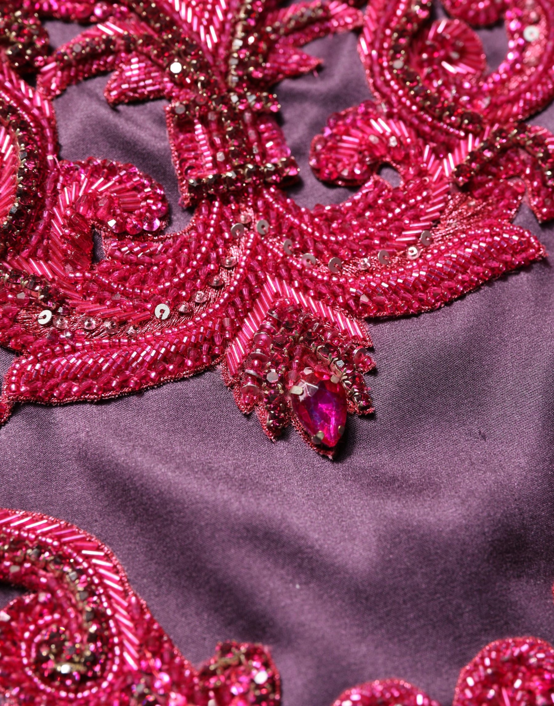 Dolce & Gabbana Purple Silk Crystal Strapless Floor Length Gown Dress | Regal Royce