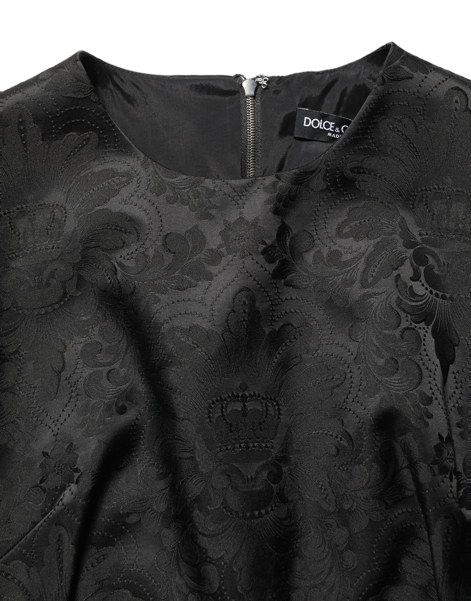 Dolce & Gabbana Black Floral Jacquard Sleeveless A-line Dress | Regal Royce
